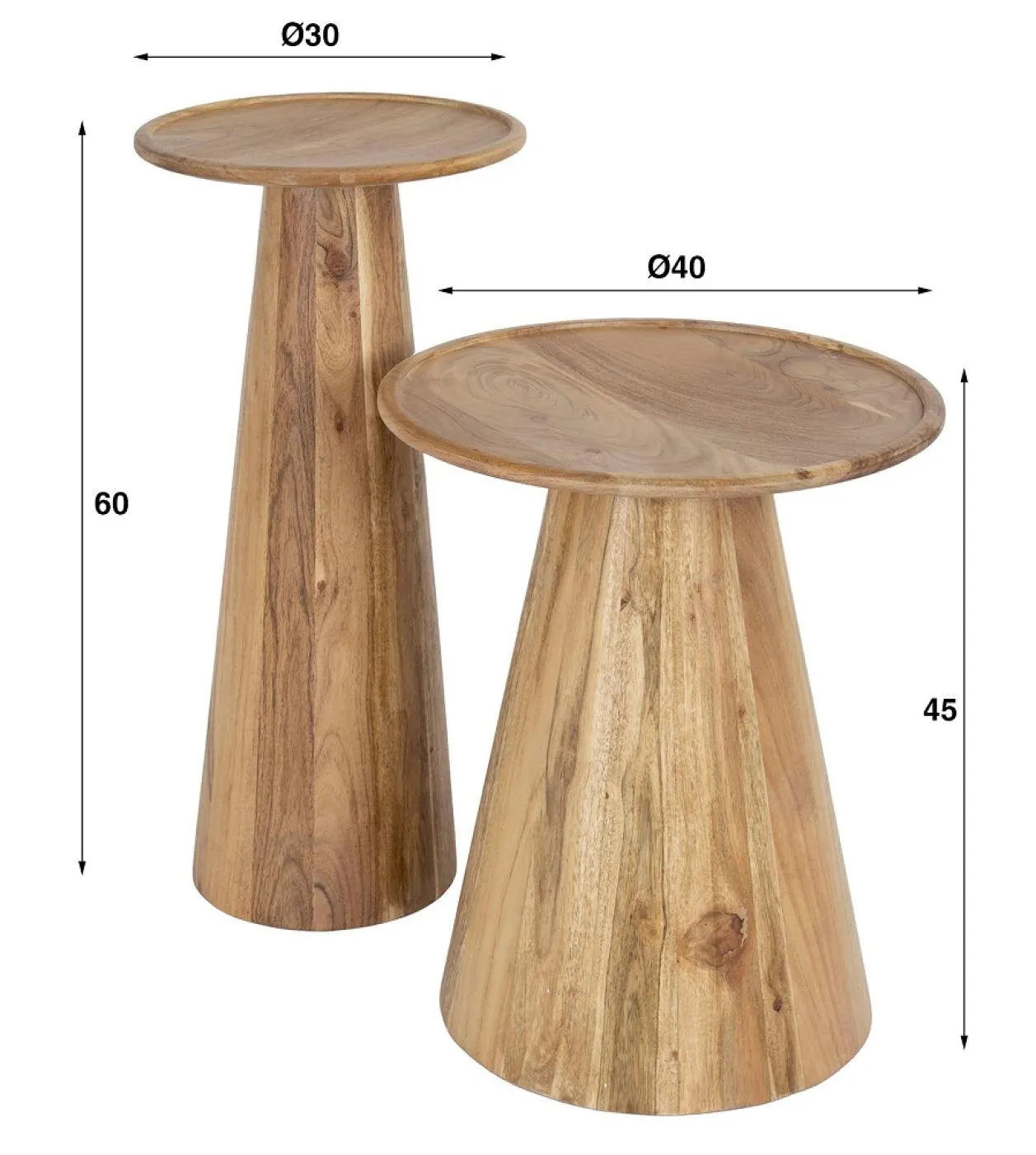 Couchtisch set Nail | 2-teilig | Akazie massiv | natur