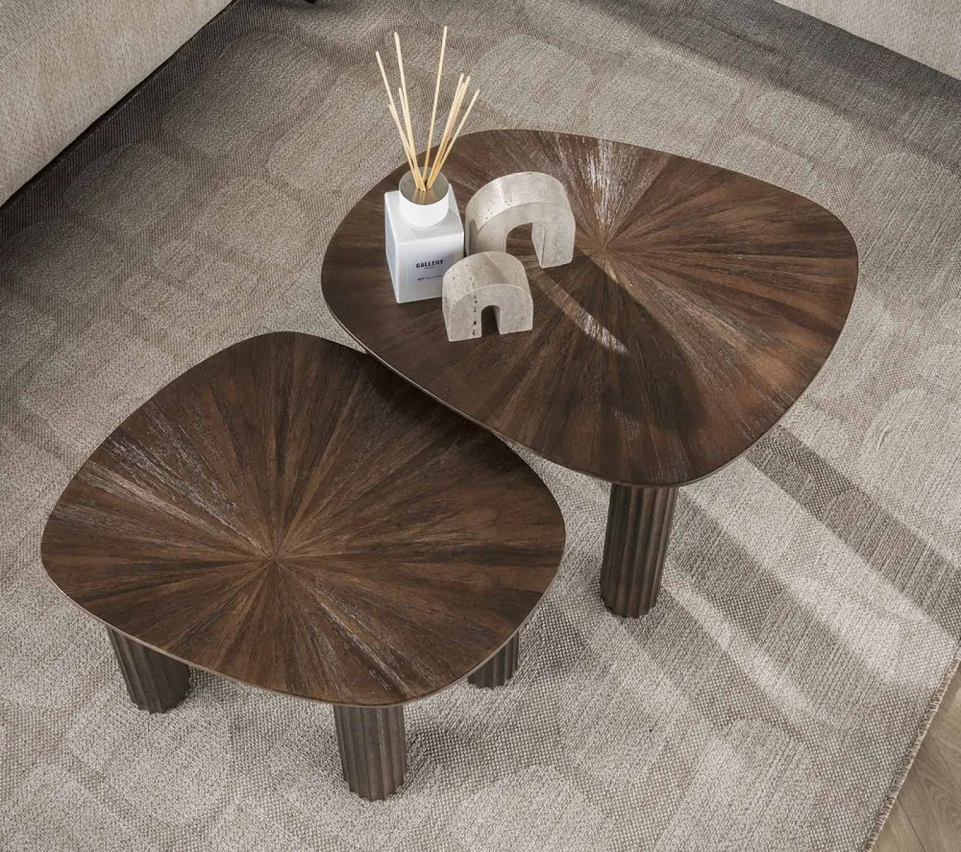 Couchtisch Set Naru | viereckig | 2-teilig | Teakholz massiv | Espresso