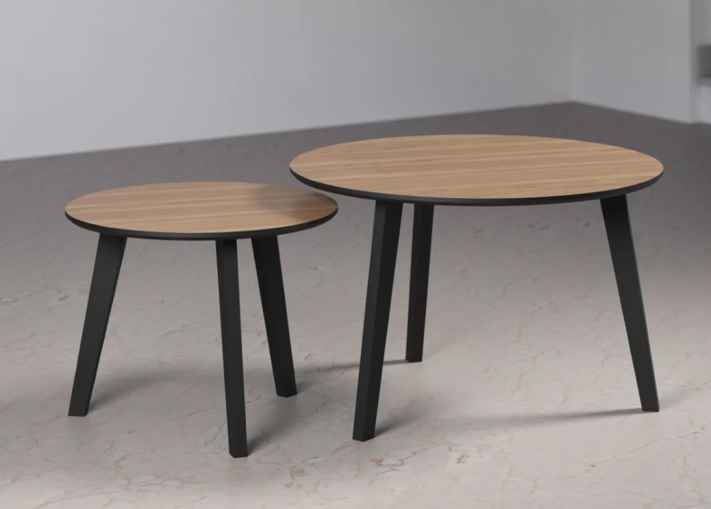 Couchtisch Set Ronin | Eiche / schwarz | 2-teilig