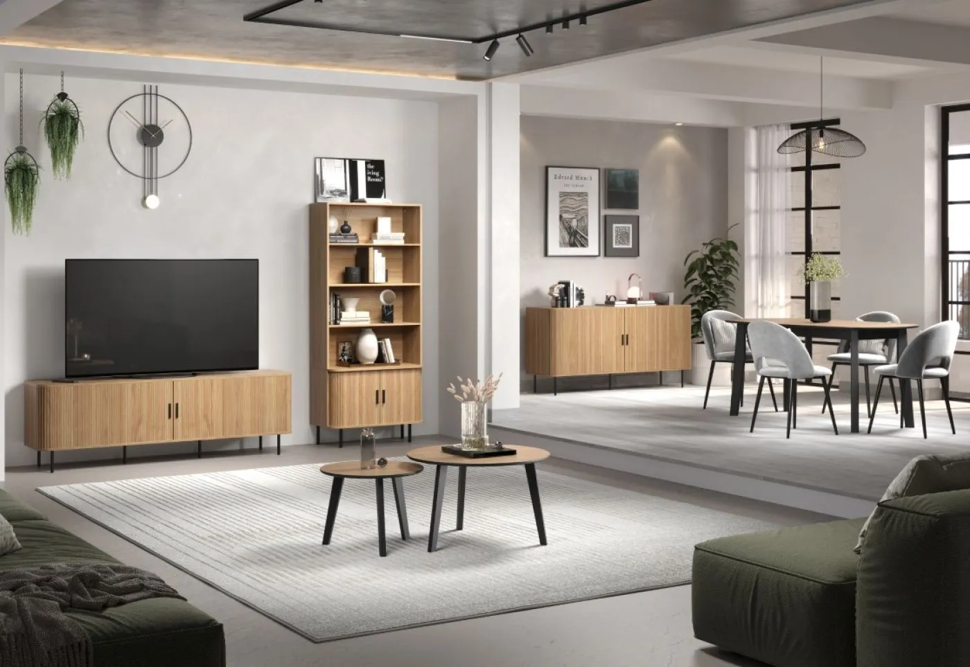 Couchtisch Set Ronin | Eiche / schwarz | 2-teilig