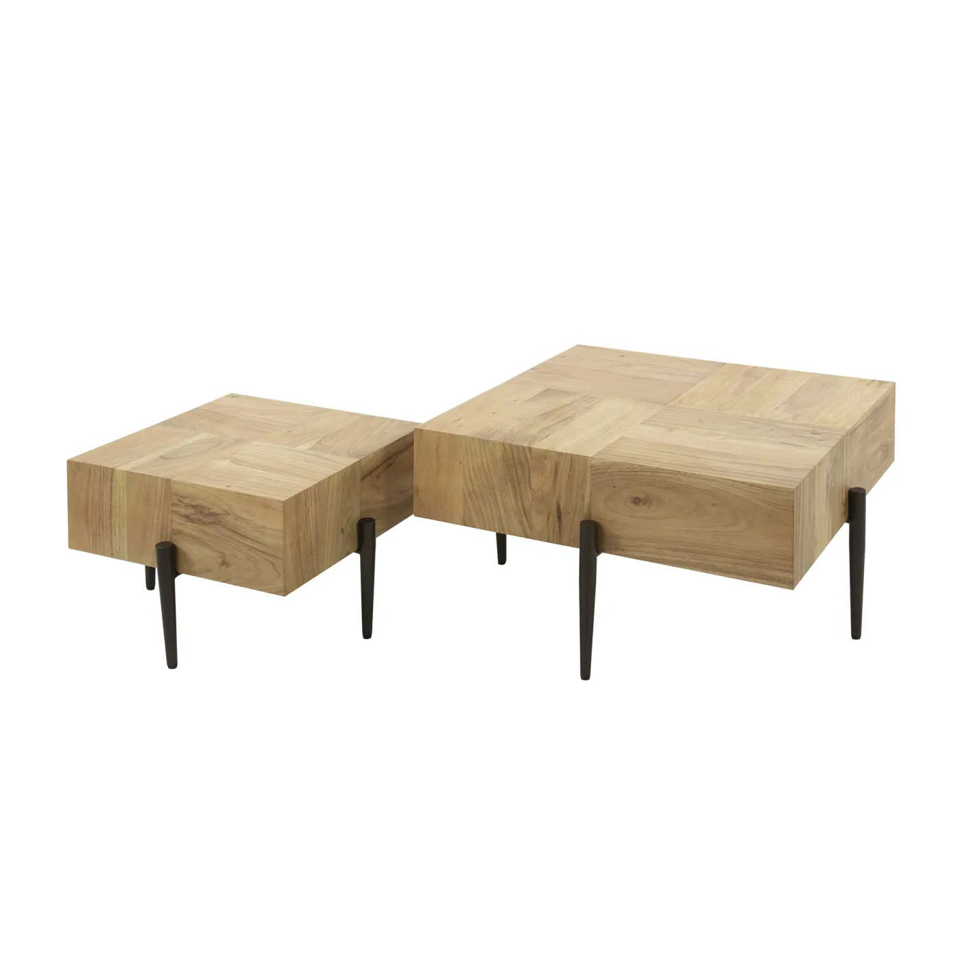 Couchtisch Set Ruby 2-teilig | quadratisch | 40 cm / 60 cm | Akazie massiv | natur