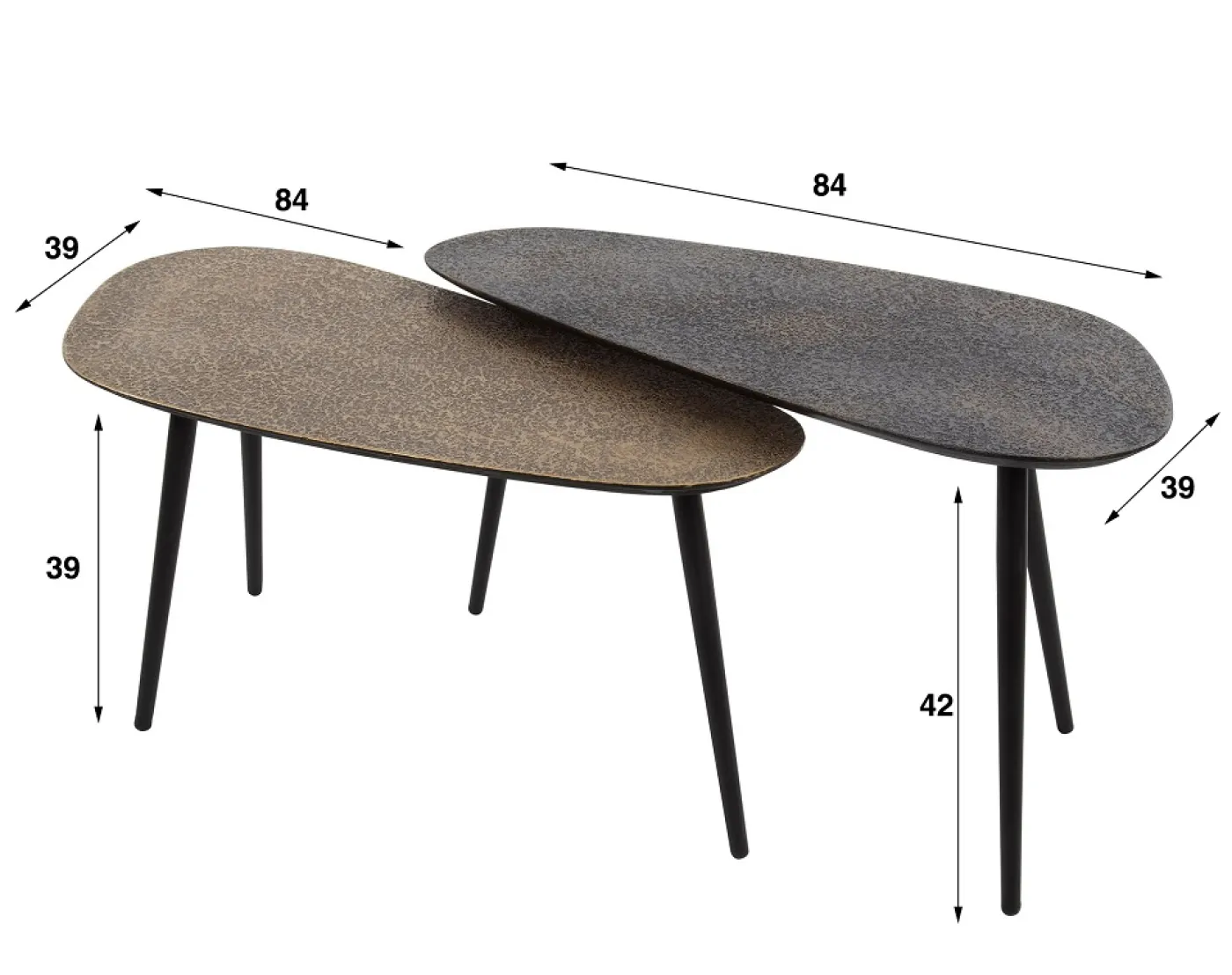 Couchtisch Set Sai | 2-teilig | Metall | metallic schwarz / gold