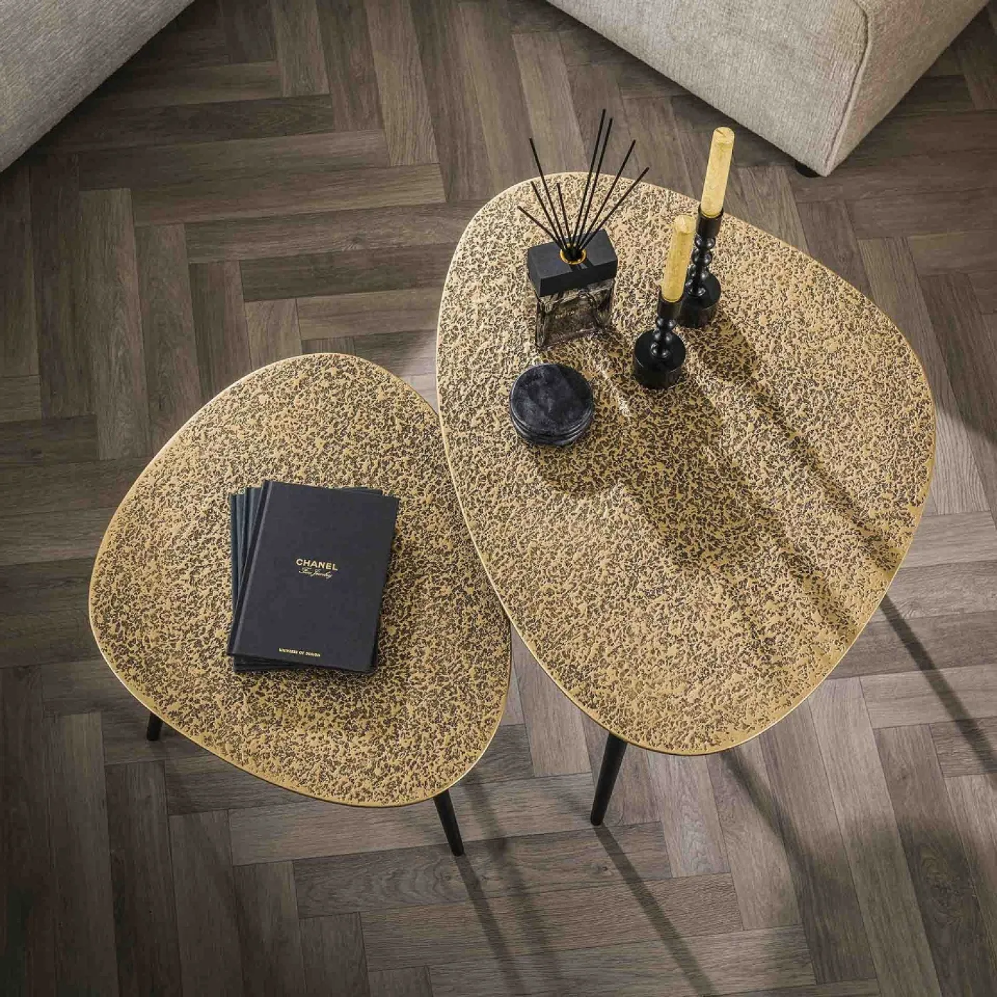 Couchtisch Set Sai dreieckig | 2-teilig | Metall | metallic bronze