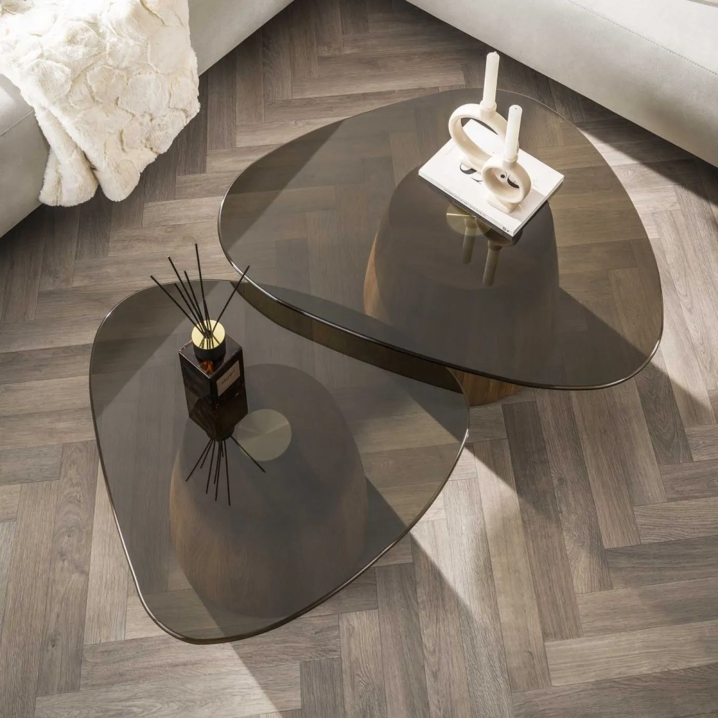 Couchtisch Set Shades | 2-teilig | dreieckig | Glas | Bronze