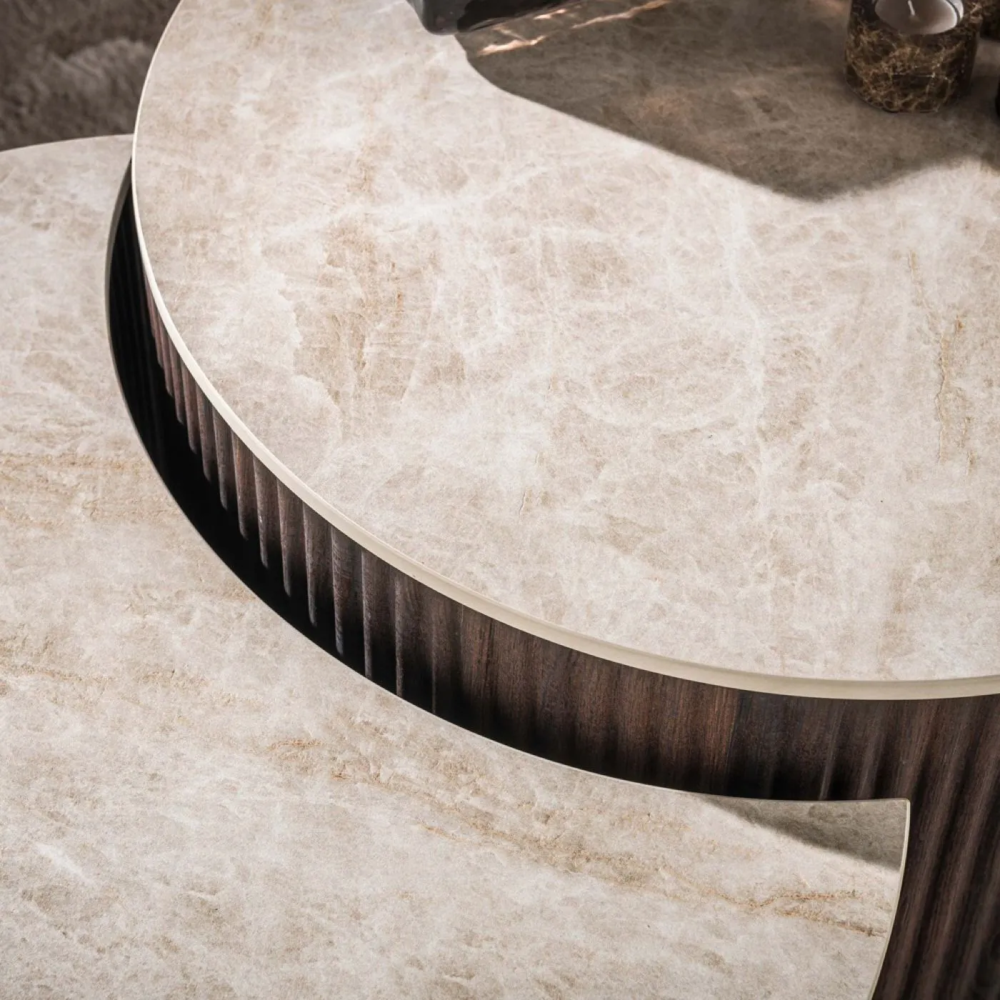 Couchtisch Set Sienna | 2-teilig | halbrund | 3D Keramik | Taj Mahal