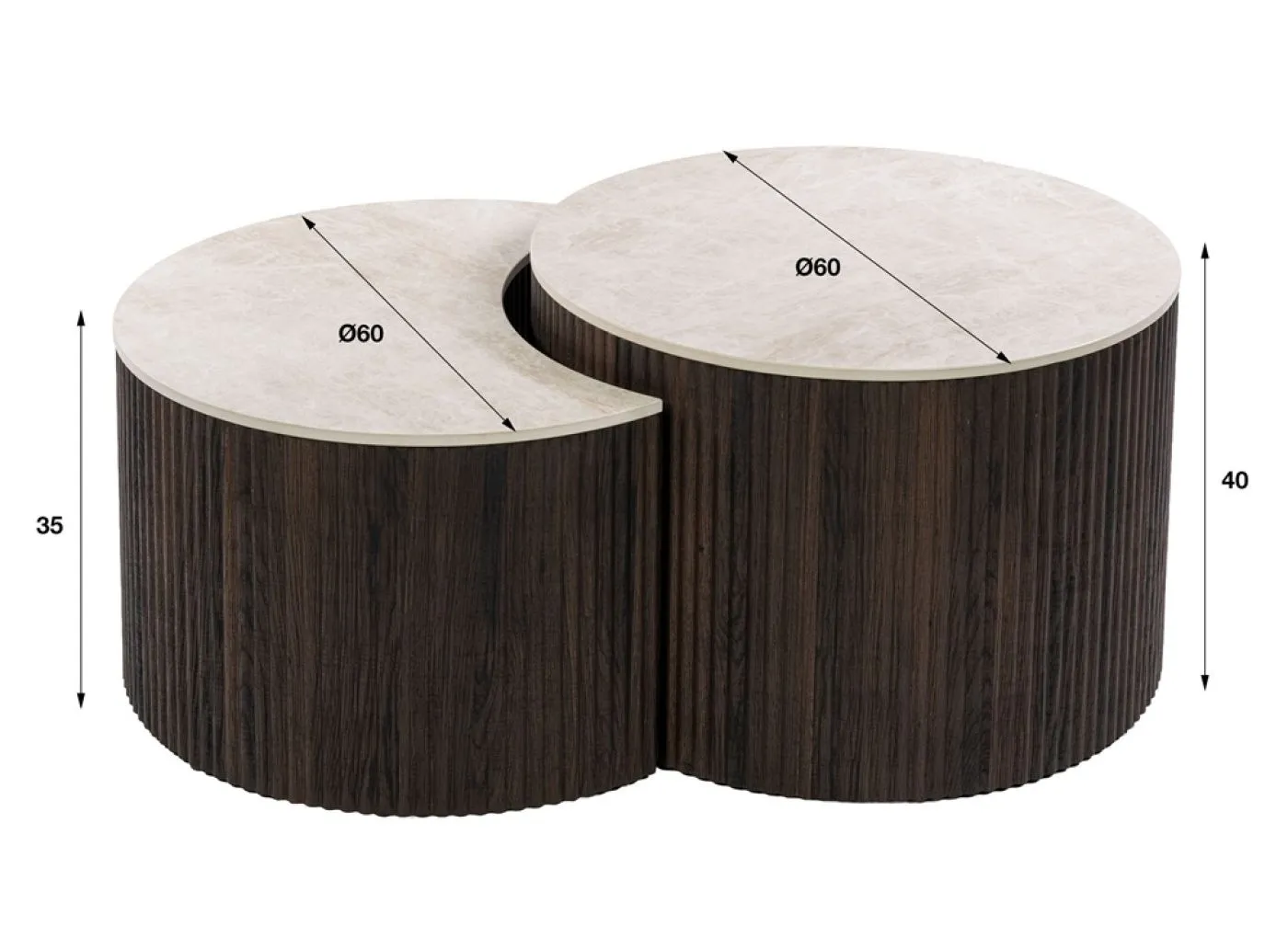 Couchtisch Set Sienna | 2-teilig | halbrund | 3D Keramik | Taj Mahal