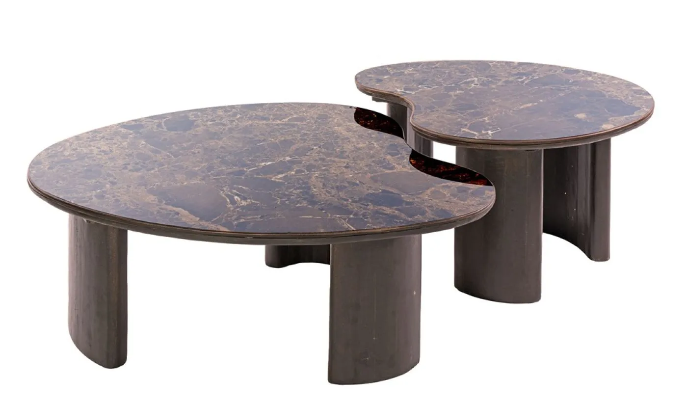 Couchtisch Set Violay | 2-teilig | nirenförmig | Keramik | dark emperador