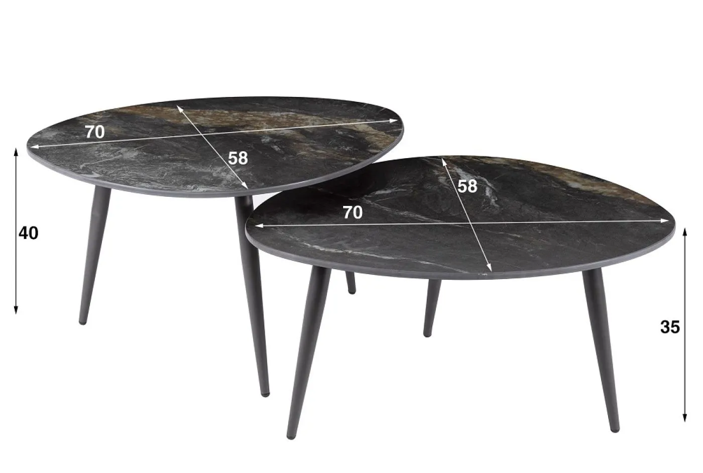 Couchtisch Set Vola | 2-teilig | Keramik | schwarz