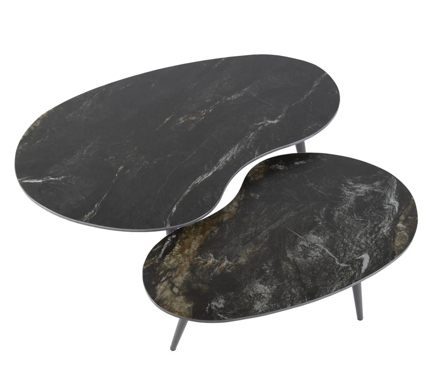 Couchtisch Set Vola | 2-teilig | Nierenform | Keramik | schwarz