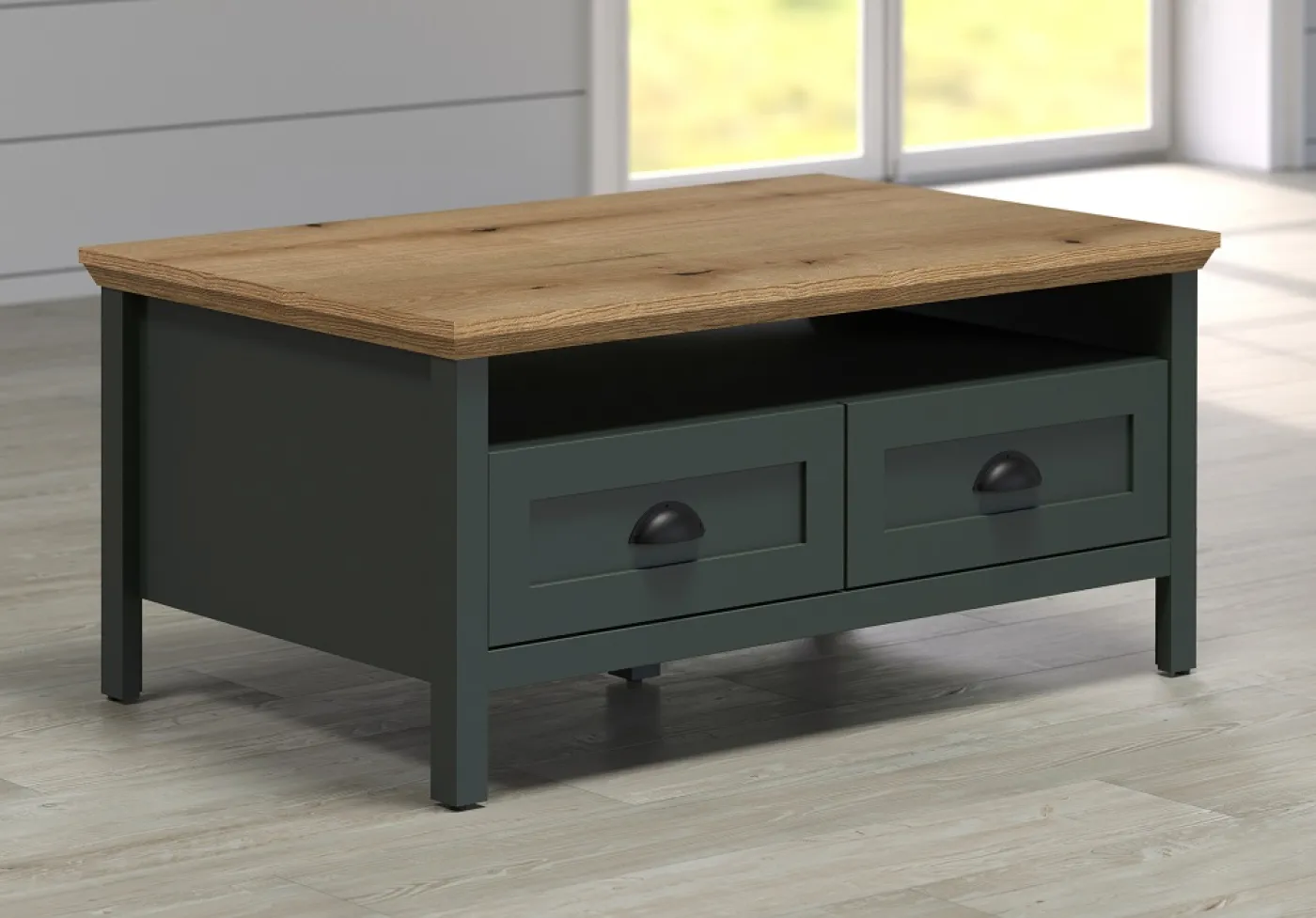 Couchtisch Stanton | Tannengrün / Eiche