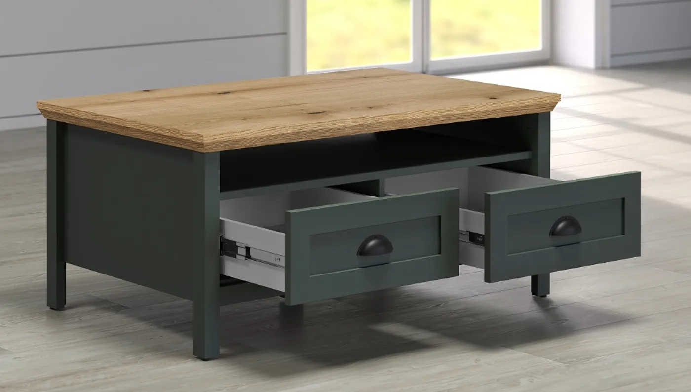 Couchtisch Stanton | Tannengrün / Eiche