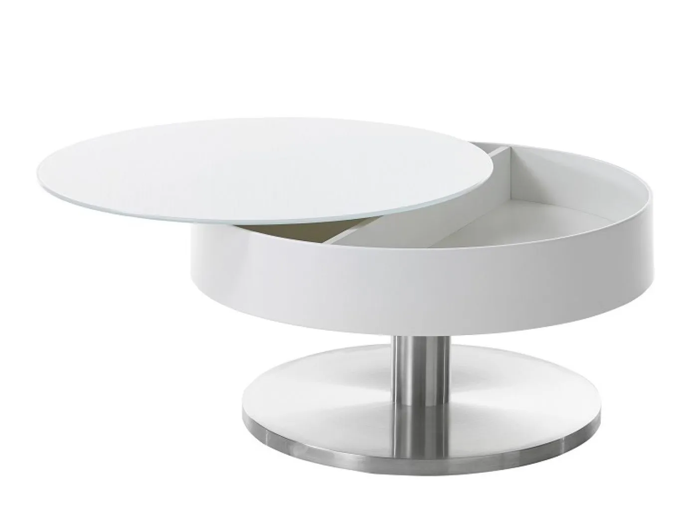 Couchtisch Suva | rund | Ø79 | weiß | drehbare Tischplatte | auf Rollen