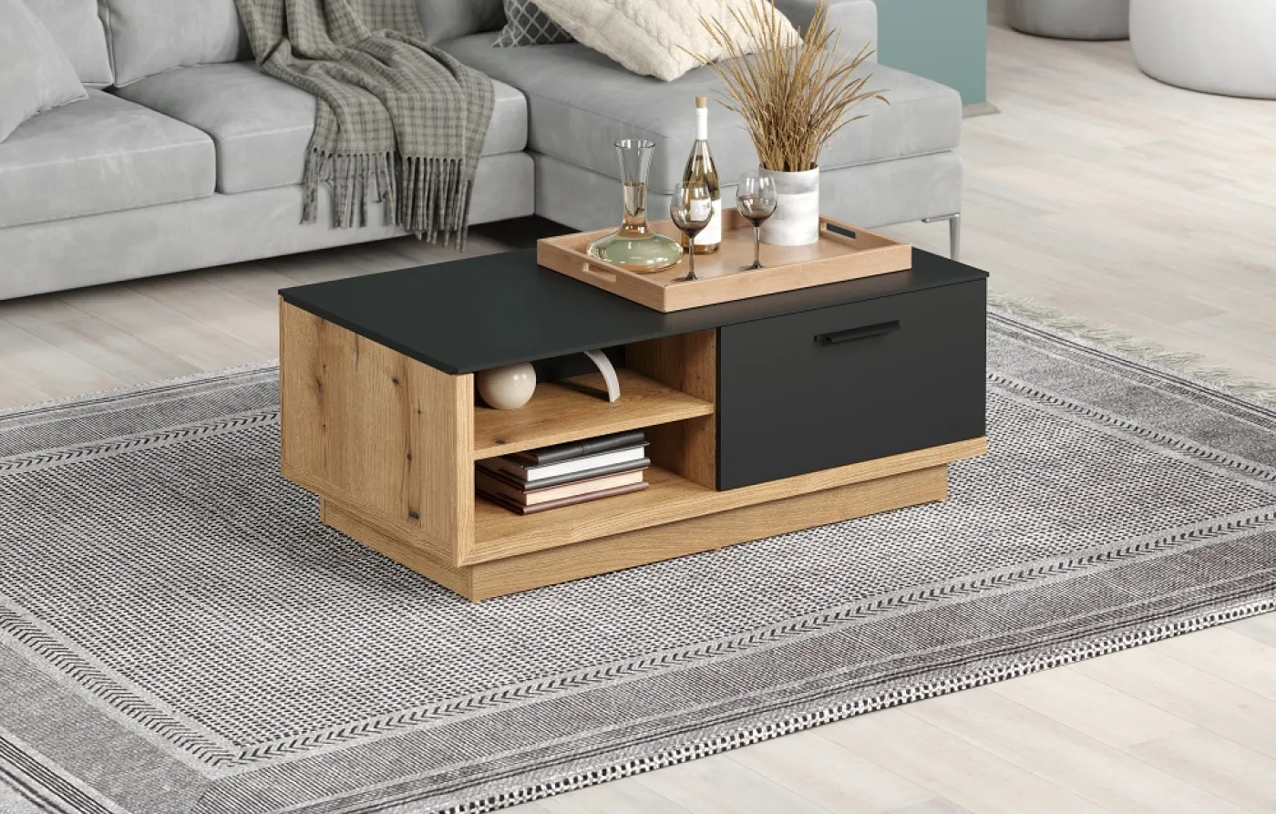 Couchtisch Synnax | anthrazit / Evoke Eiche