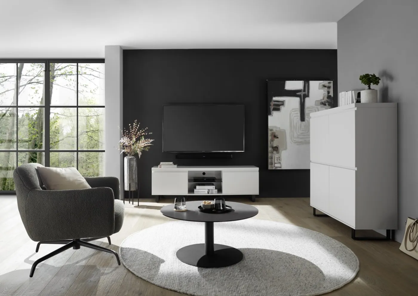 Couchtisch Tartu | anthrazit / schwarz | rund Ø 80 cm