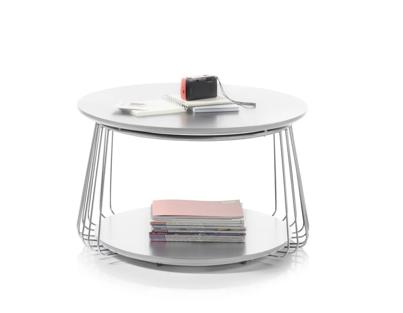 Couchtisch Vilnius rund | Ø70 | weiß matt / Chromfarben
