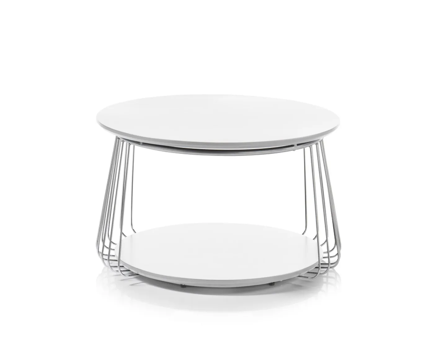 Couchtisch Vilnius rund | Ø70 | weiß matt / Chromfarben
