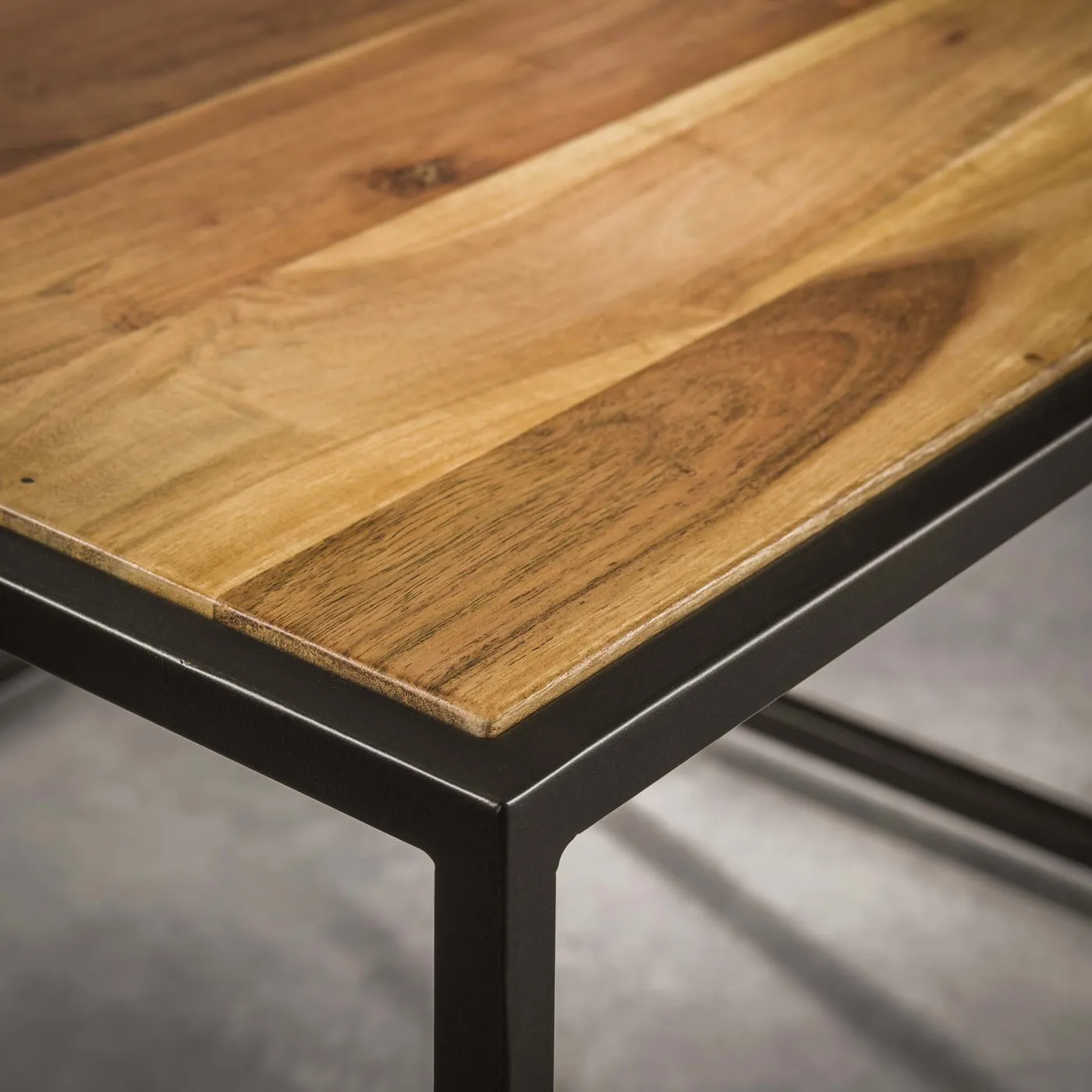 Couchtischset Leiba | 2-teilig | Akazie massiv / Schiefer | dunkelgrau / braun