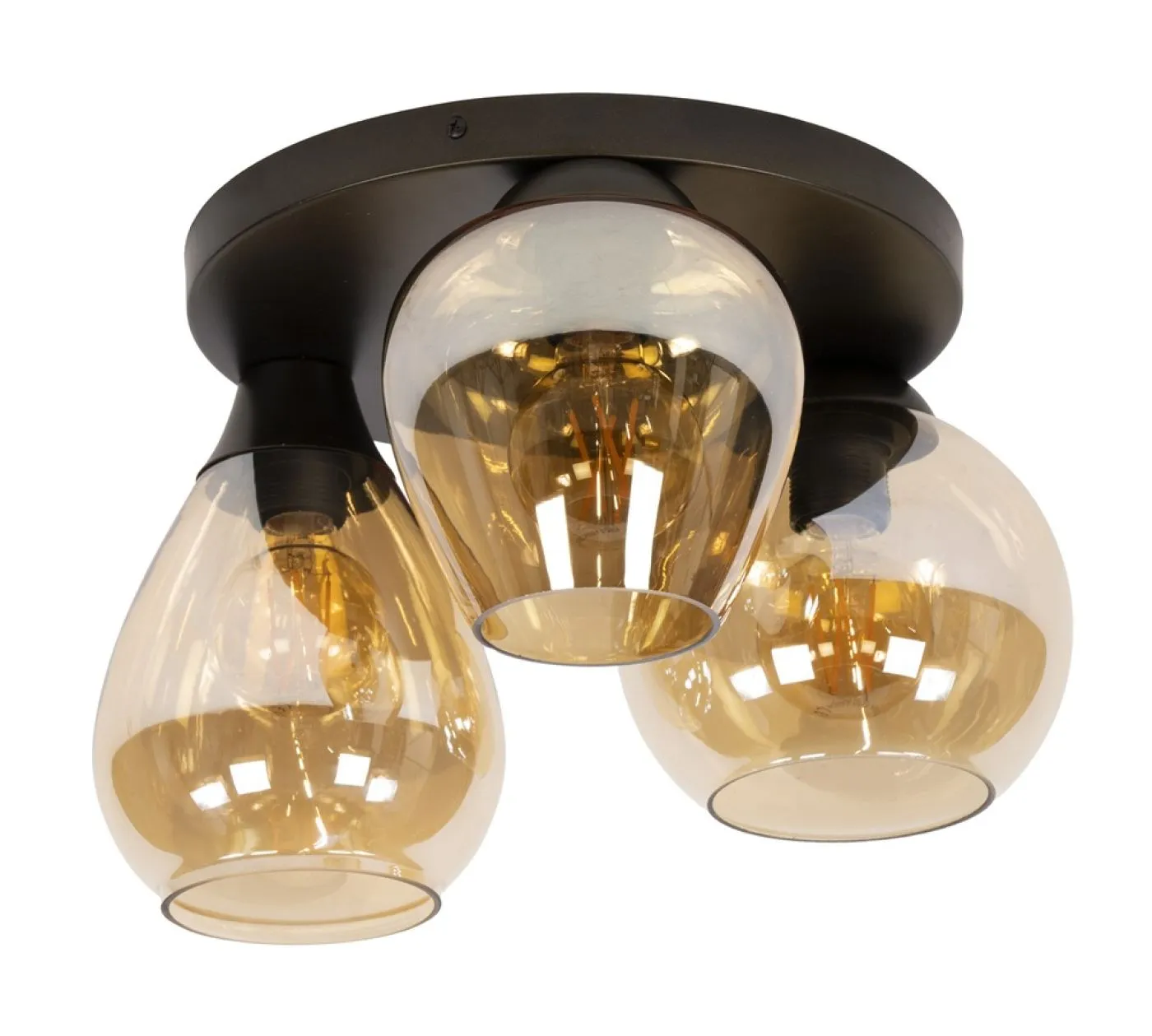 Deckenleuchte Aviora | 3 Leuchten | Amberfarbenes Glas