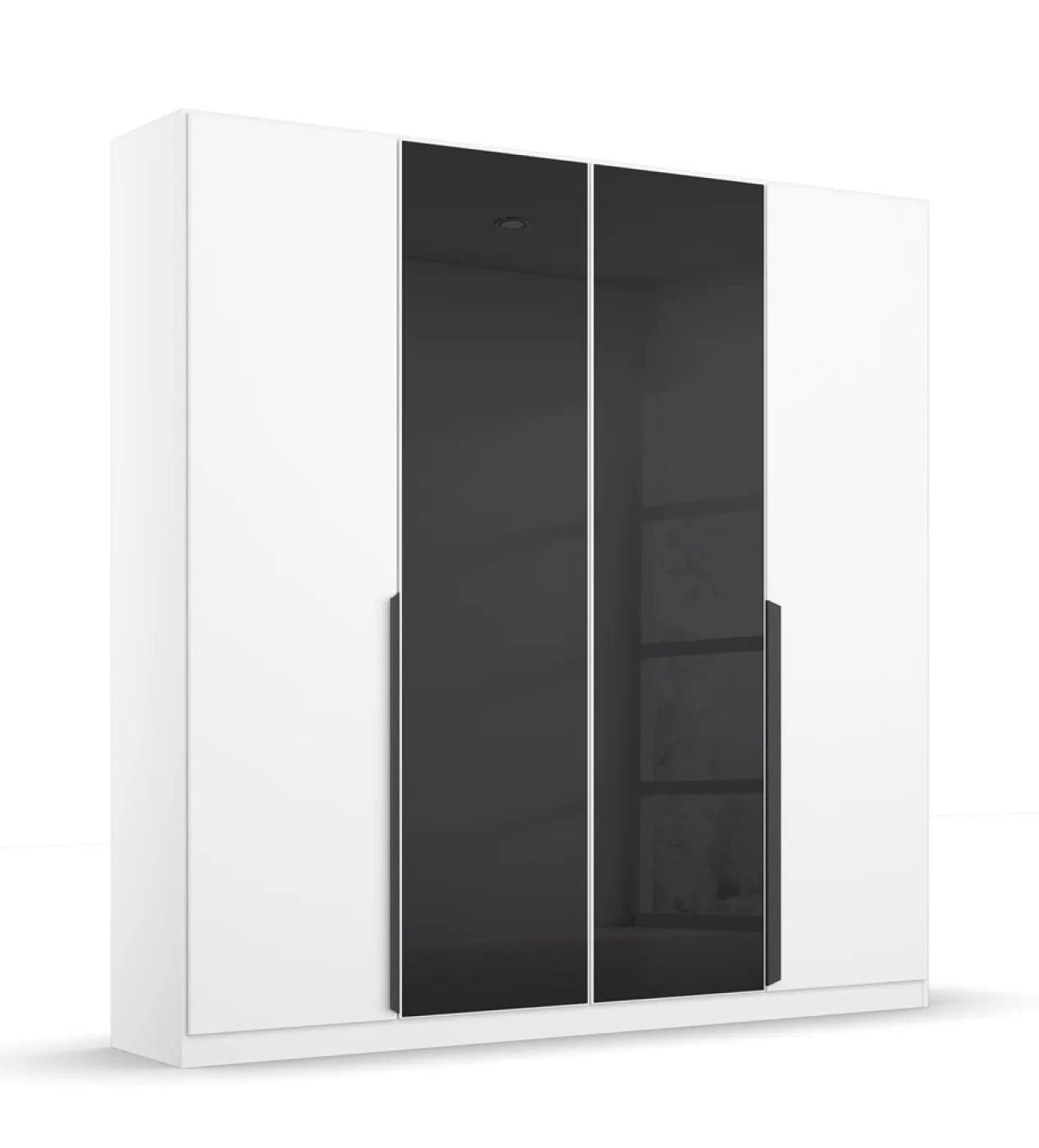 Drehtürenschrank Artemis | mit Glastüren | alpinweiß / basalt grau | 181 x 210 x 54 cm