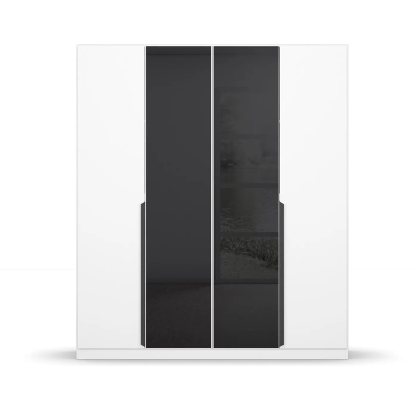 Drehtürenschrank Artemis | mit Glastüren | alpinweiß / basalt grau | 181 x 210 x 54 cm