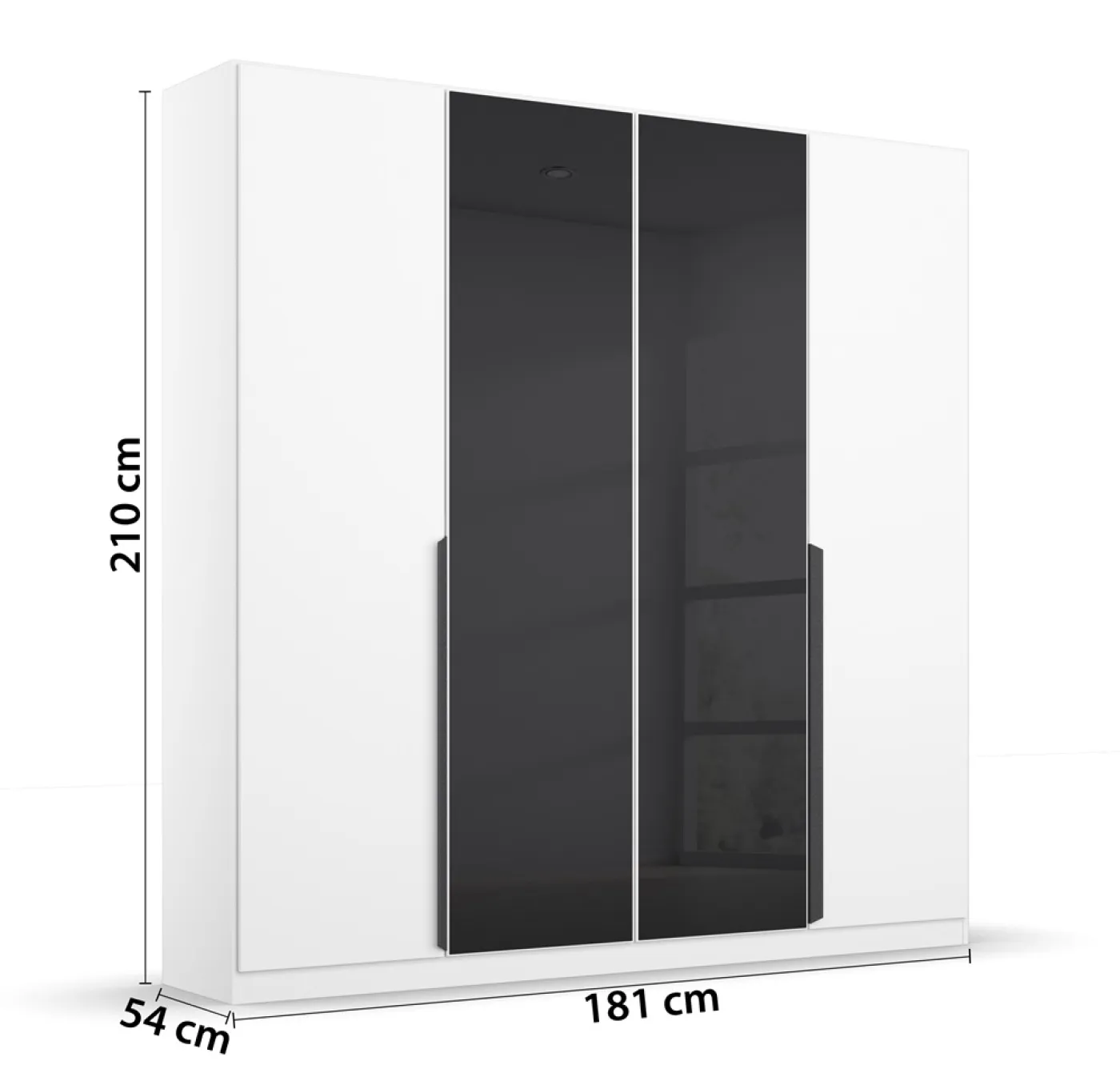 Drehtürenschrank Artemis | mit Glastüren | alpinweiß / basalt grau | 181 x 210 x 54 cm