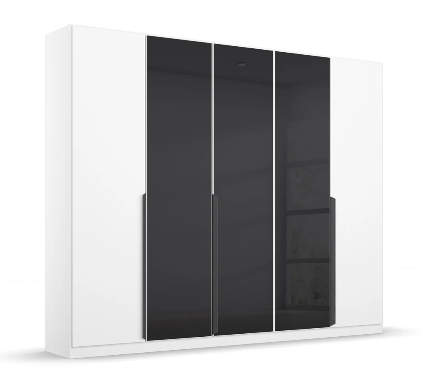 Drehtürenschrank Artemis | mit Glastüren | alpinweiß / basalt grau | 226 x 210 x 54 cm