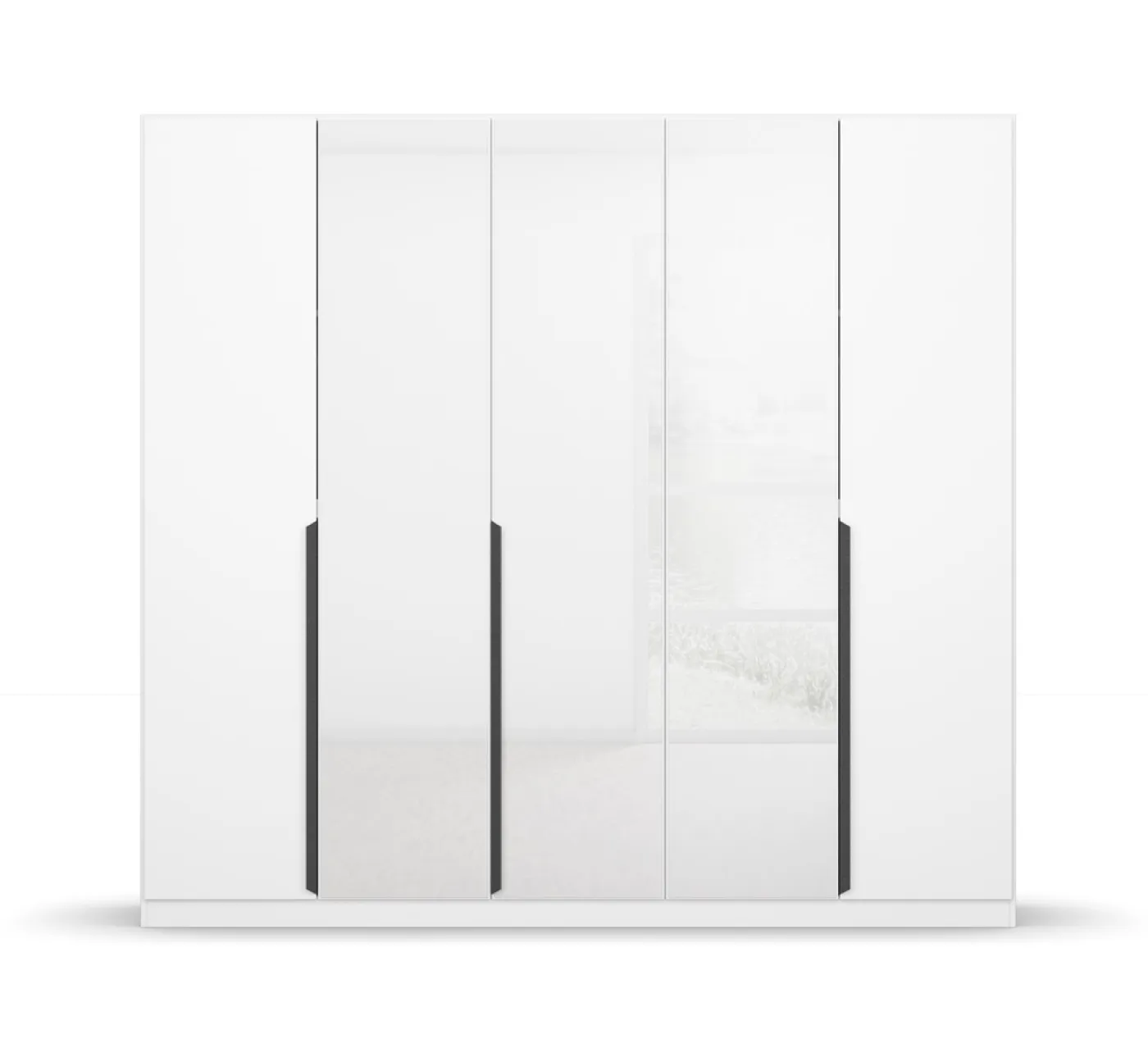 Drehtürenschrank Artemis | mit Glastüren | alpinweiß / weiß | 226 x 210 x 54 cm