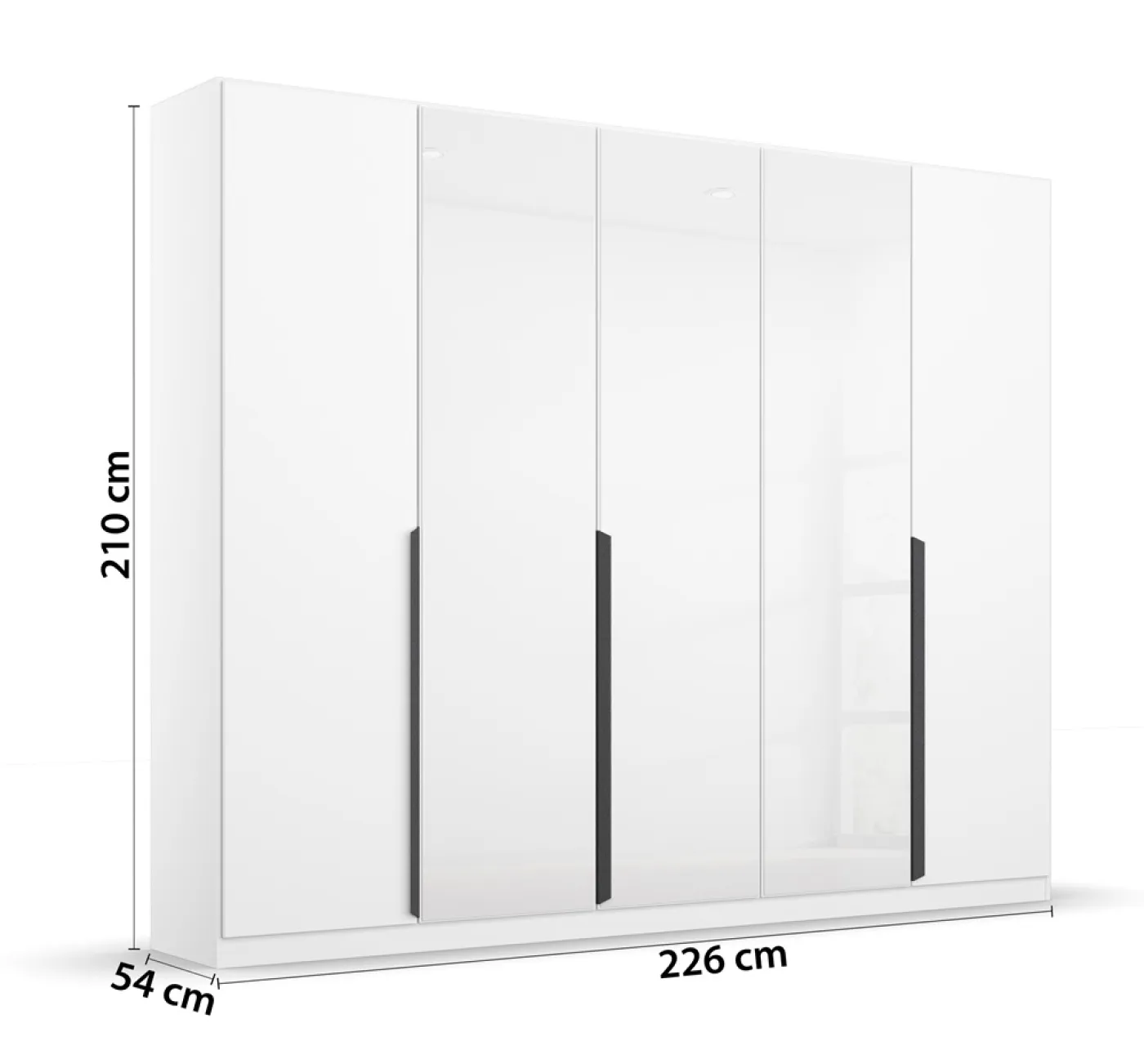 Drehtürenschrank Artemis | mit Glastüren | alpinweiß / weiß | 226 x 210 x 54 cm