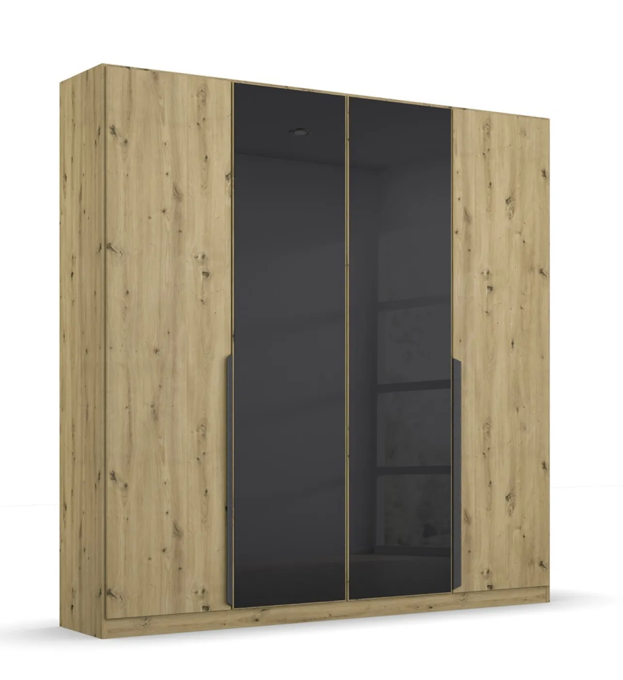 Drehtürenschrank Artemis | mit Glastüren | Eiche Artisan / basalt grau | 181 x 210 x 54 cm