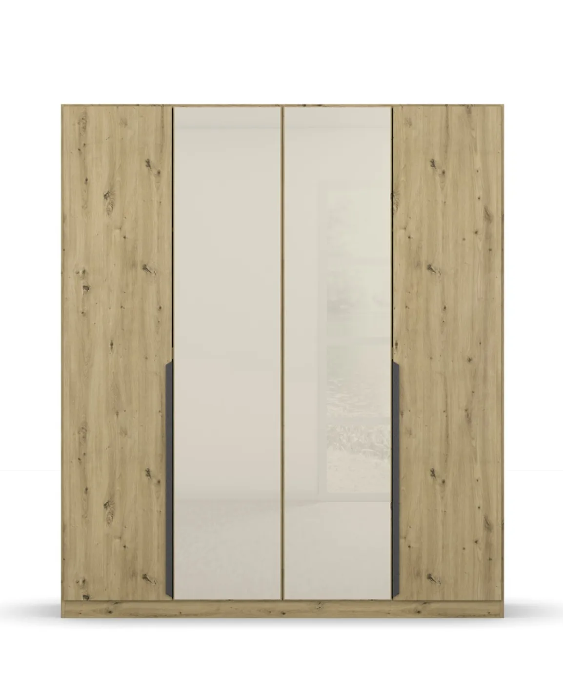 Drehtürenschrank Artemis | mit Glastüren | Eiche Artisan / champagner | verschiedene Größen