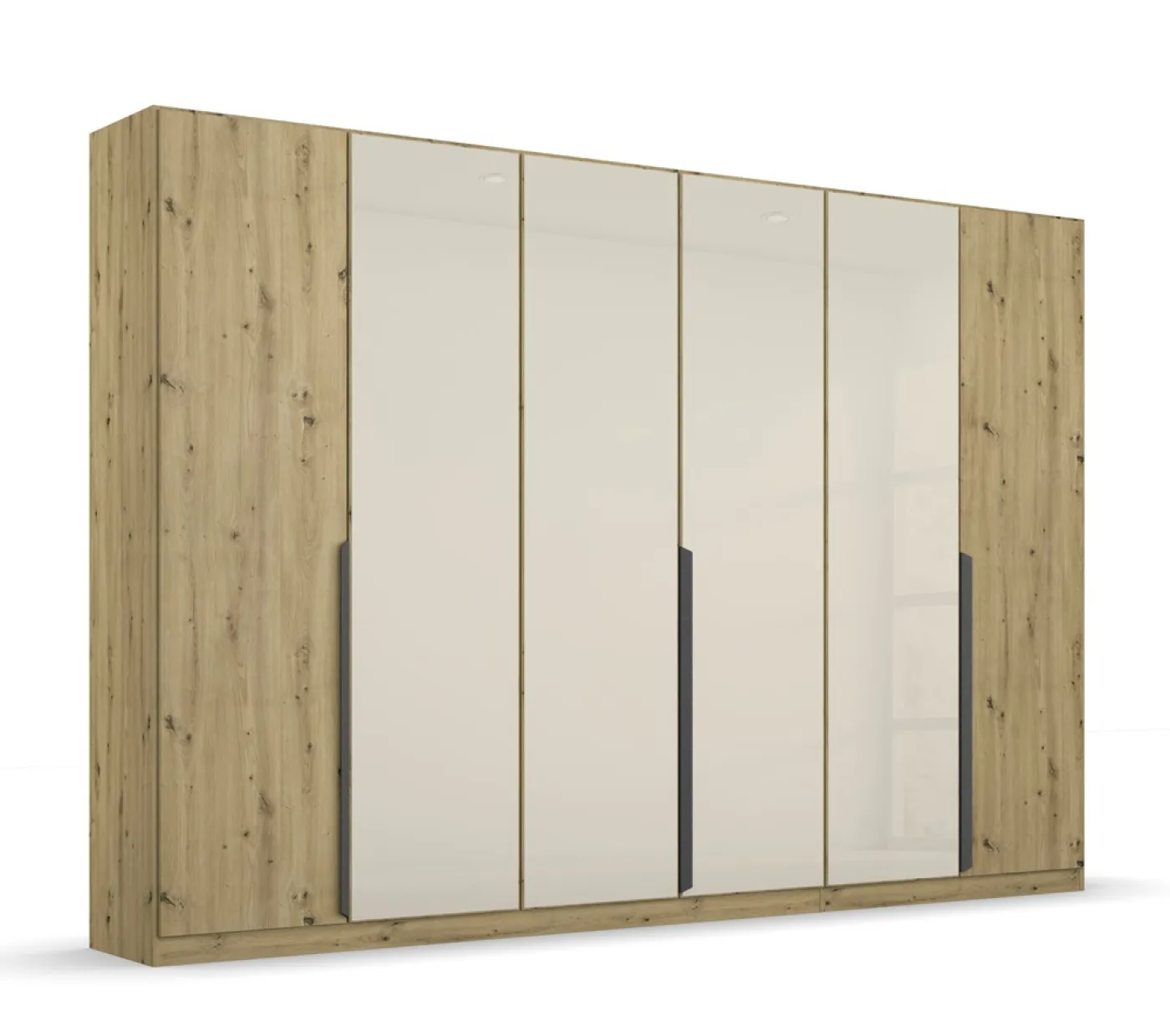 Drehtürenschrank Artemis | mit Glastüren | Eiche Artisan / champagner | verschiedene Größen