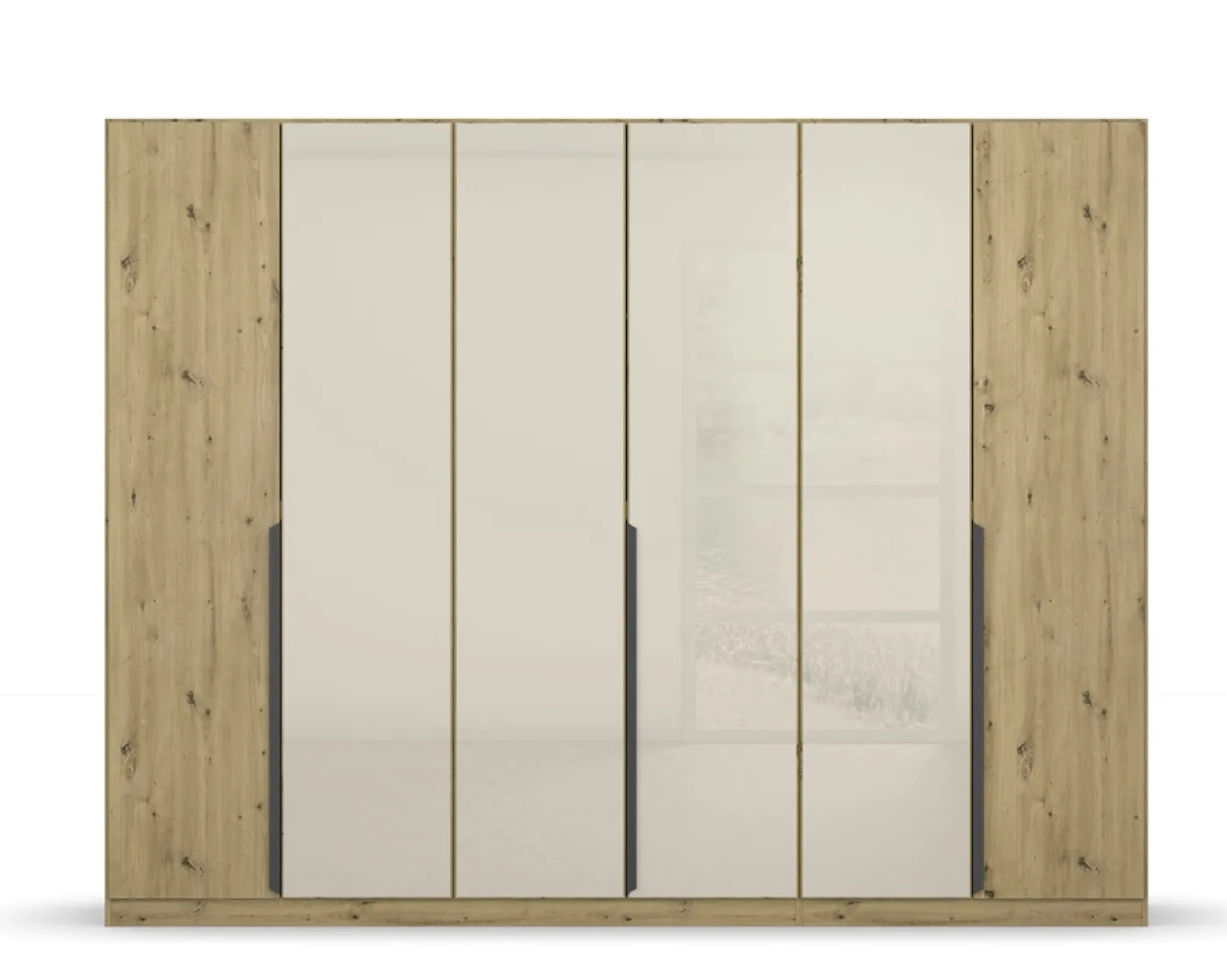 Drehtürenschrank Artemis | mit Glastüren | Eiche Artisan / champagner | verschiedene Größen