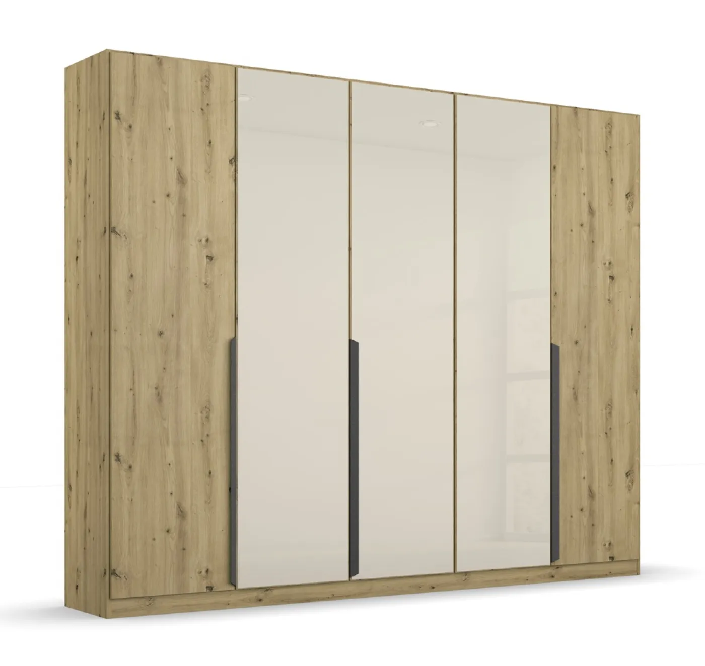 Drehtürenschrank Artemis | mit Glastüren | Eiche Artisan / champagner | verschiedene Größen