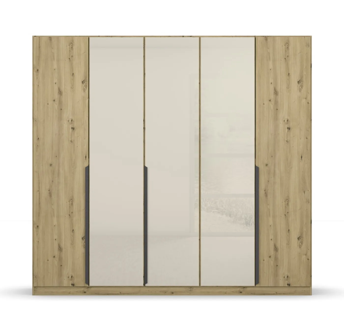 Drehtürenschrank Artemis | mit Glastüren | Eiche Artisan / champagner | verschiedene Größen