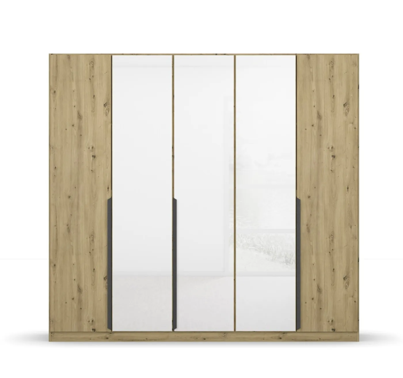 Drehtürenschrank Artemis | mit Glastüren | Eiche Artisan / weiß | 226 x 210 x 54 cm