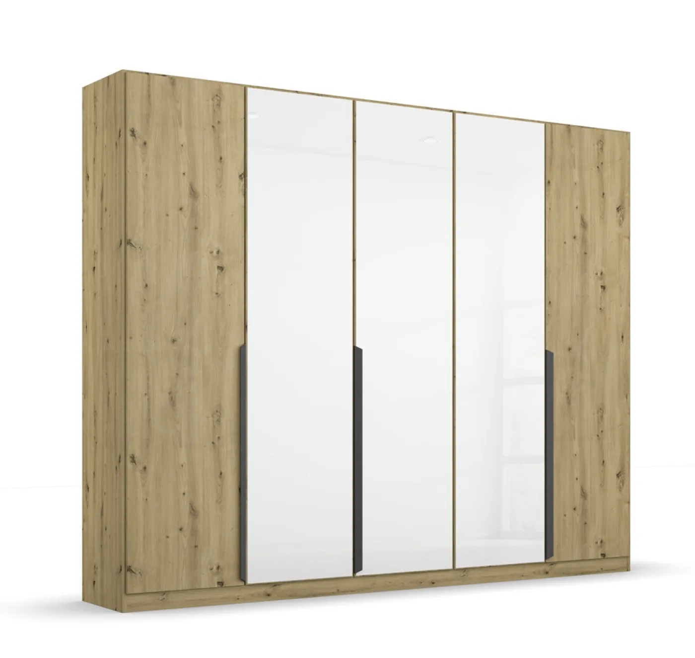 Drehtürenschrank Artemis | mit Glastüren | Eiche Artisan / weiß | 226 x 210 x 54 cm