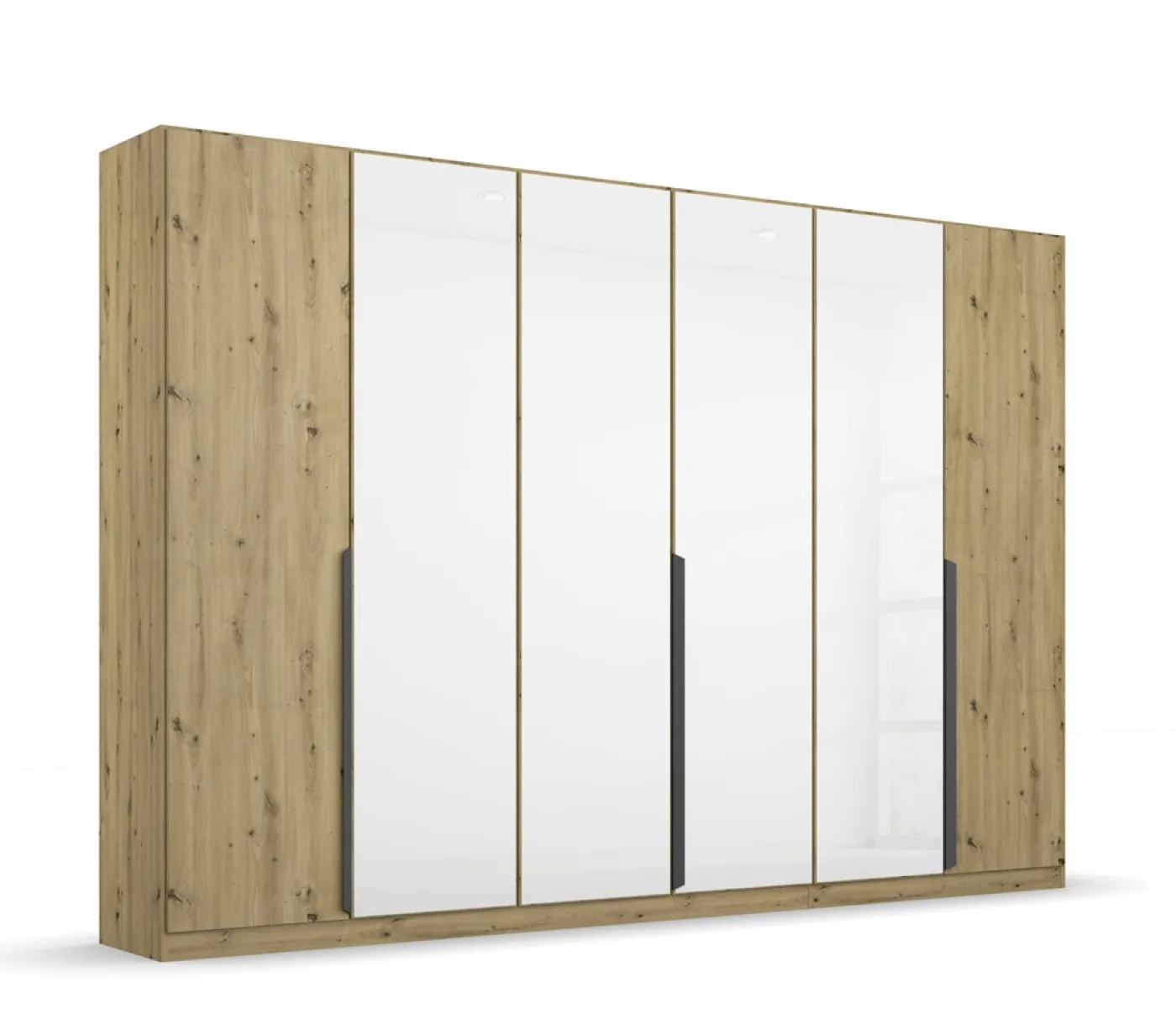 Drehtürenschrank Artemis | mit Glastüren | Eiche Artisan / weiß | 271 x 210 x 54 cm