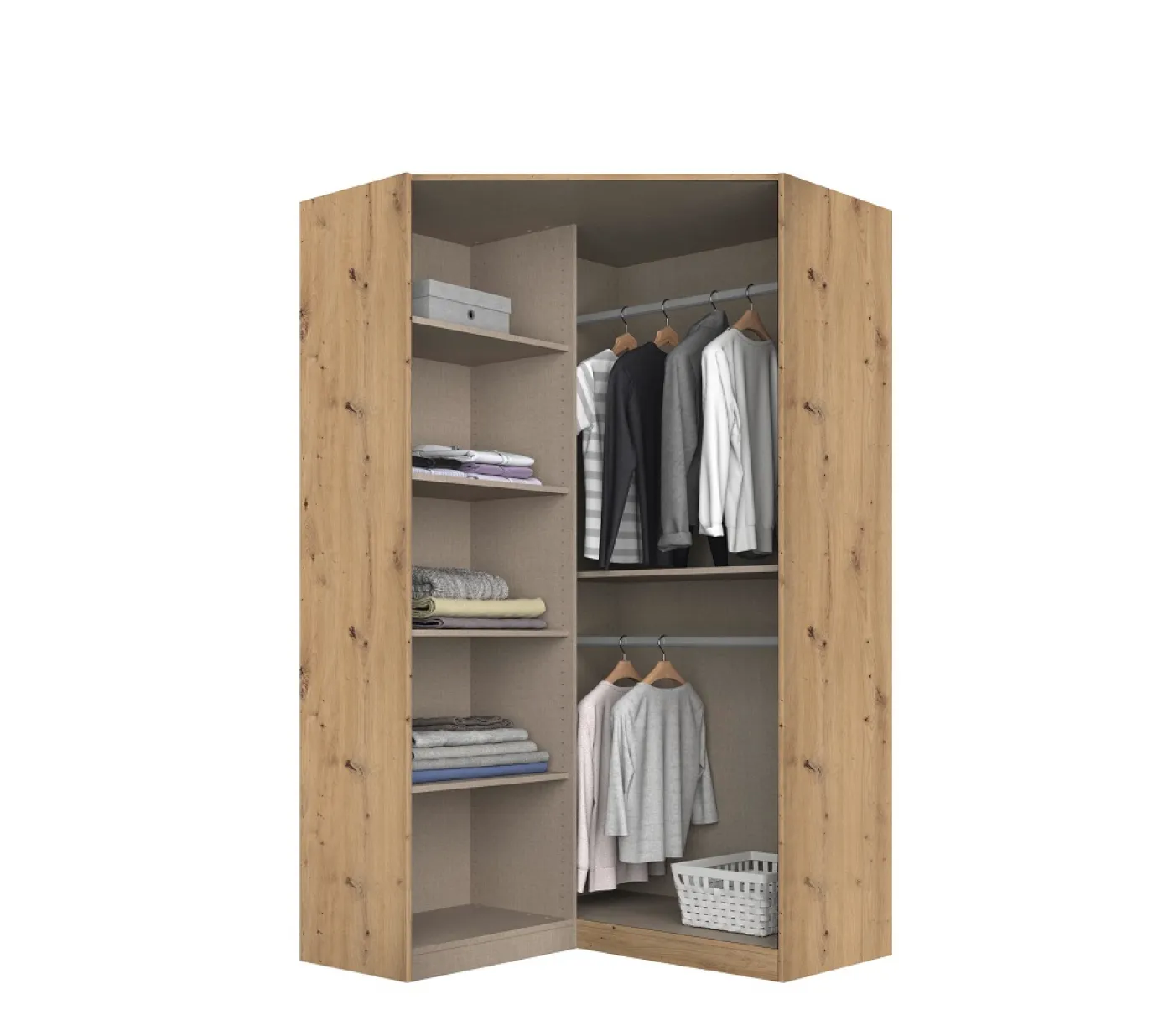 Drehtürenschrank Eckschrank Nidda | 2-türig | mit Spiegel | Eiche Artisan