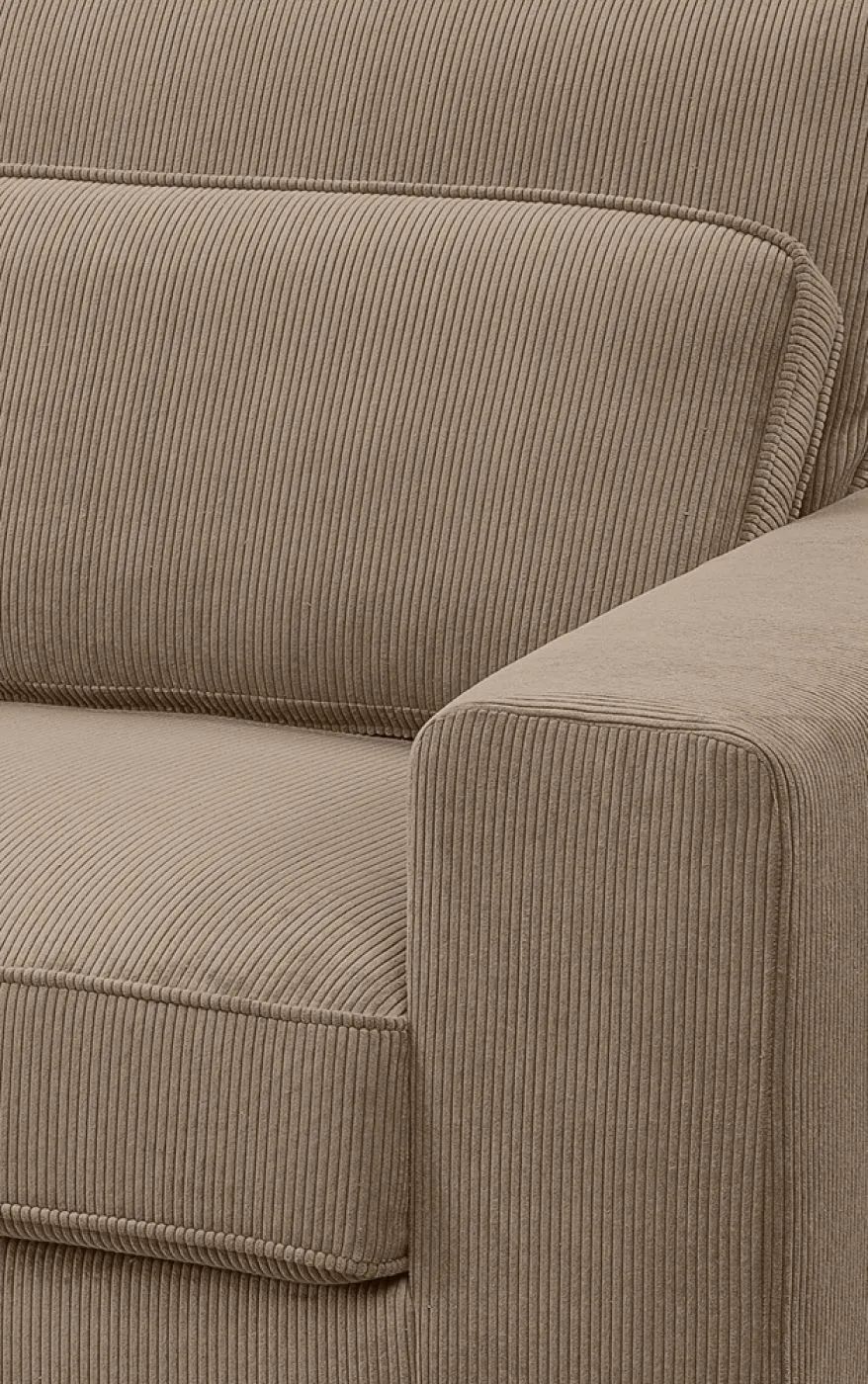 Ecksofa Bolivia links mit Rückenkissen | 276cm | Cord | braun-beige