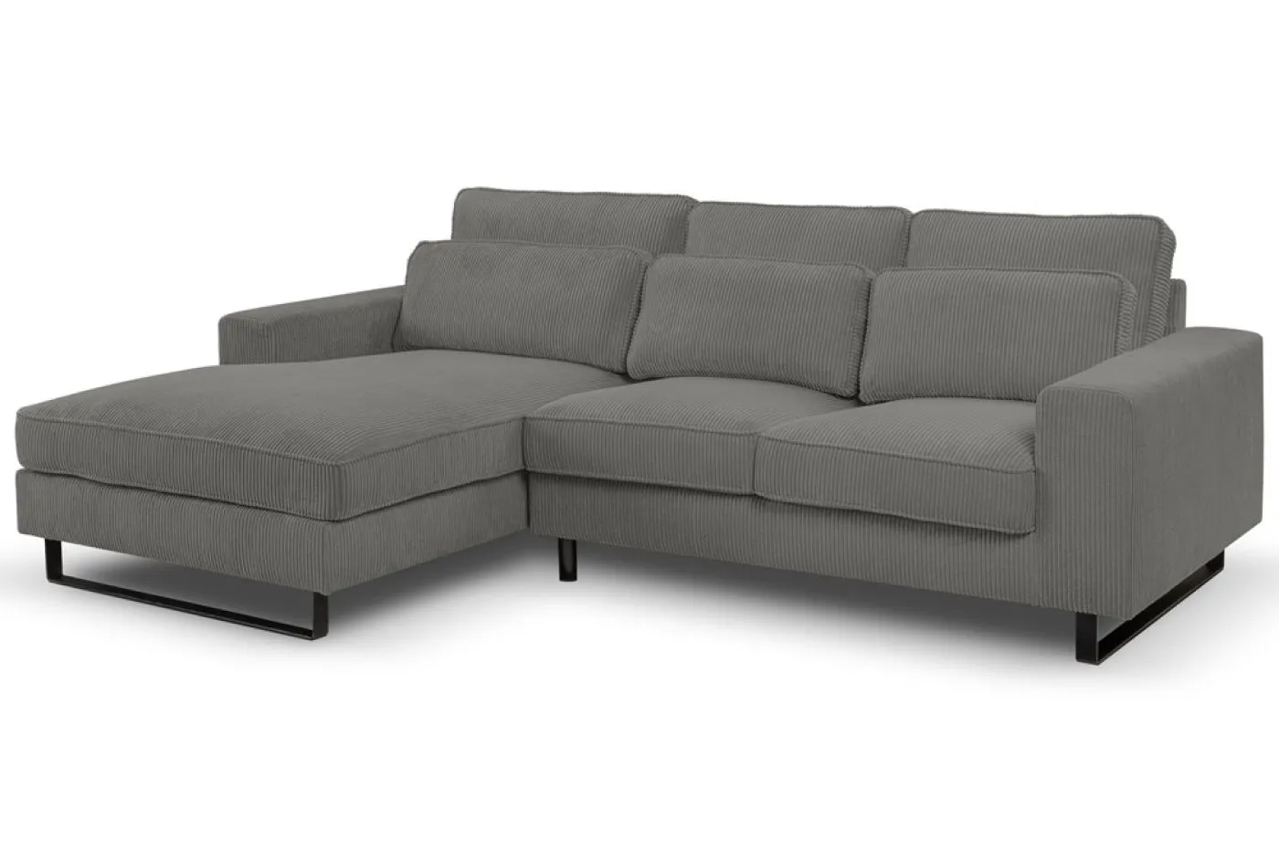 Ecksofa Bolivia links mit Rückenkissen | 276cm | Cord | grau
