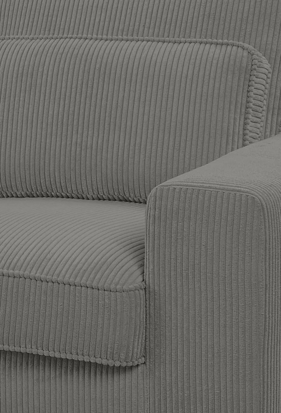 Ecksofa Bolivia links mit Rückenkissen | 276cm | Cord | grau