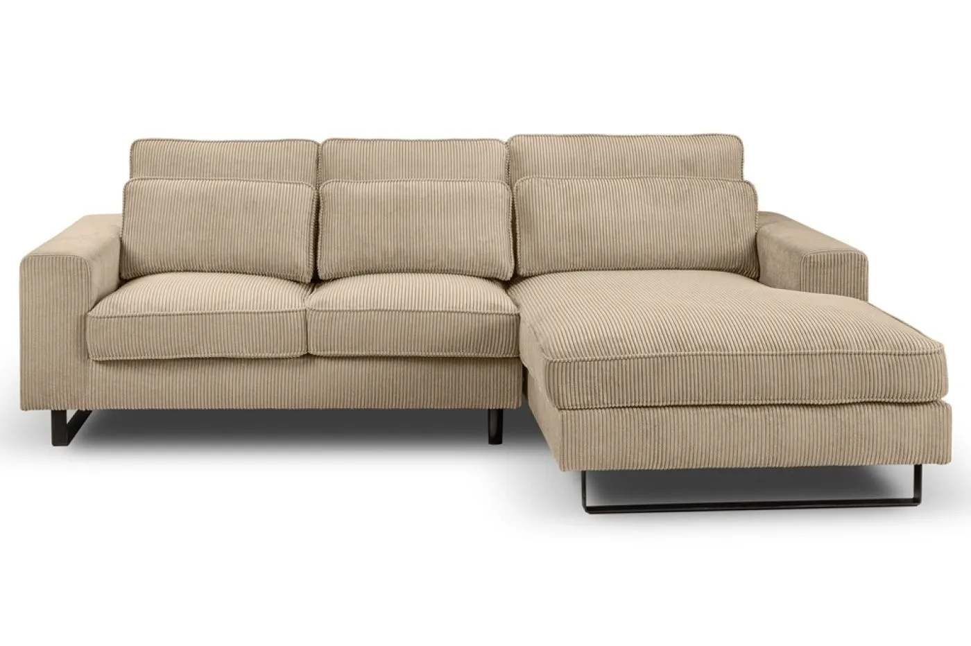 Ecksofa Bolivia rechts mit Rückenkissen | 276cm | Cord | beige