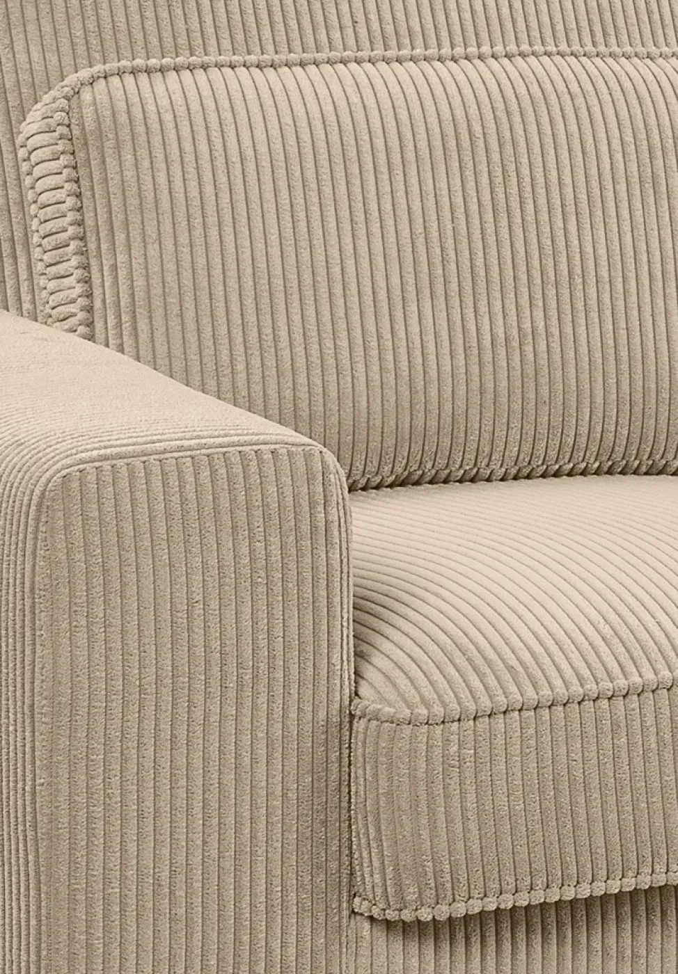 Ecksofa Bolivia rechts mit Rückenkissen | 276cm | Cord | beige