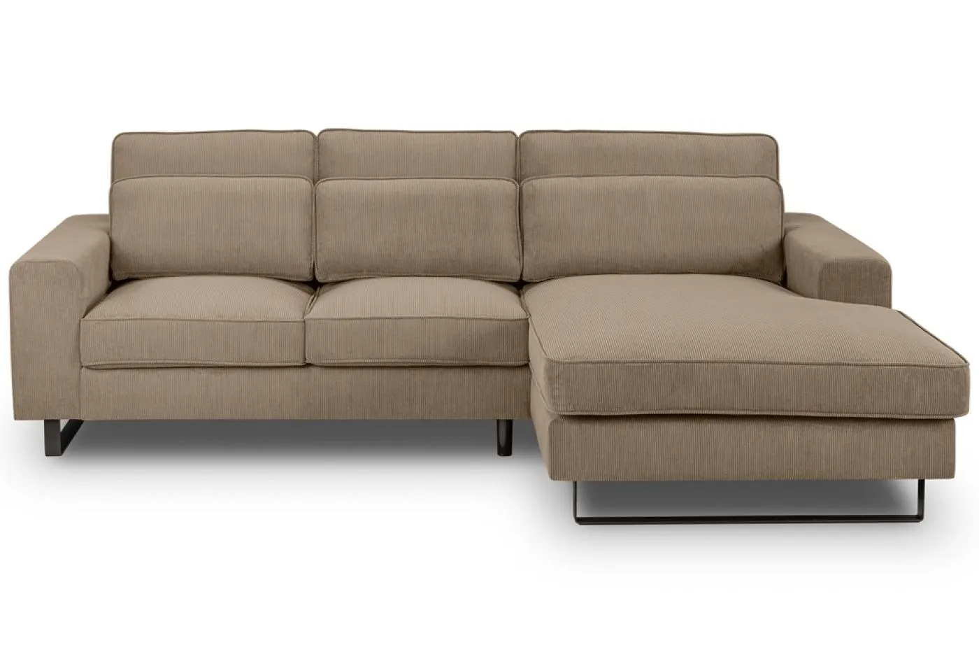 Ecksofa Bolivia rechts mit Rückenkissen | 276cm | Cord | braun-beige