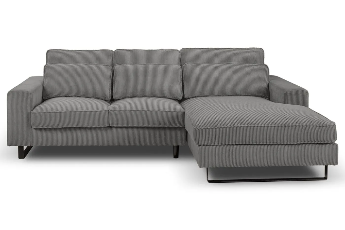 Ecksofa Bolivia rechts mit Rückenkissen | 276cm | Cord | grau