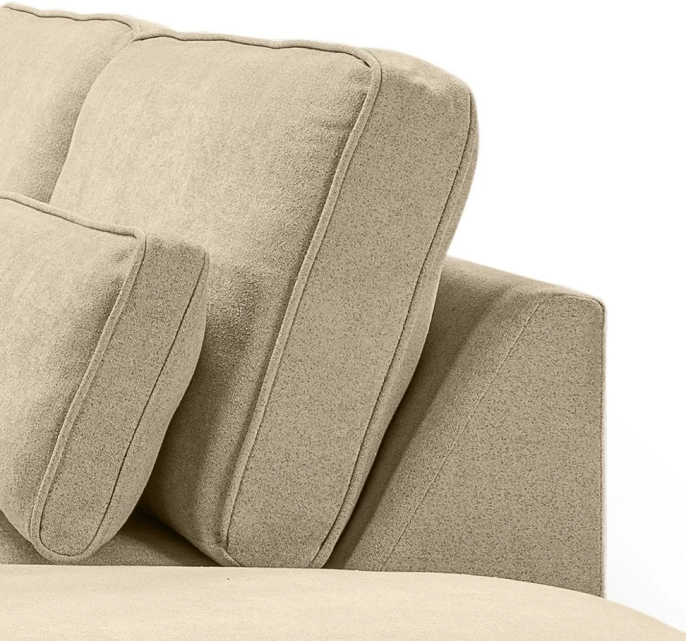 Ecksofa Lux rechts mit Rückenkissen | 305cm | Webstoff | beige