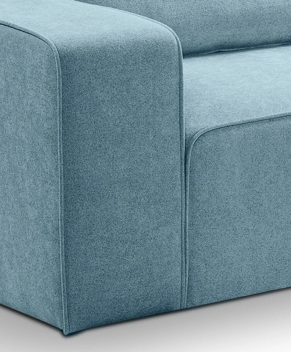Ecksofa Lux rechts mit Rückenkissen | 305cm | Webstoff | hellblau