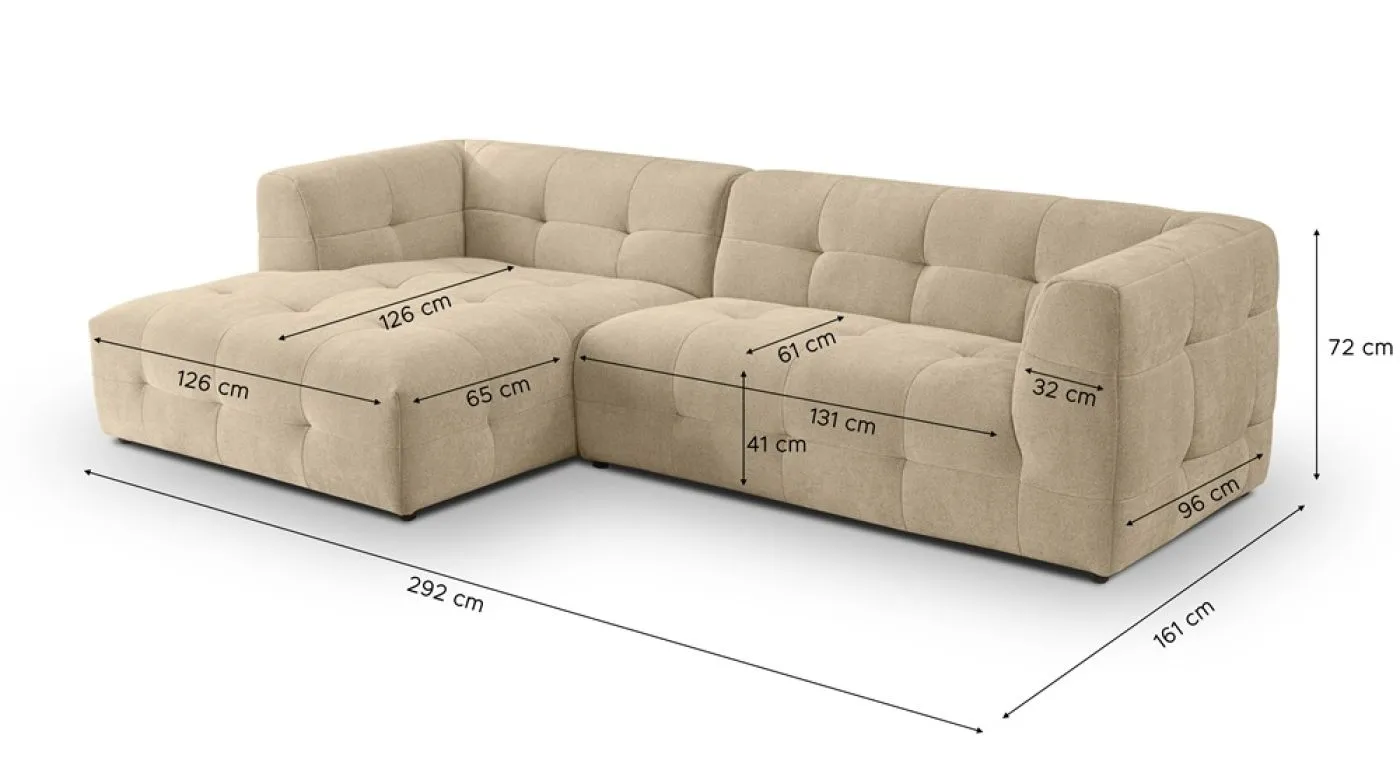 Ecksofa Polstersofa Tenso links | 292cm | Webstoff | beige