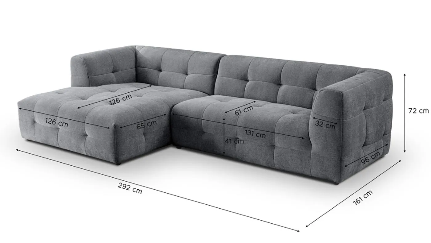 Ecksofa Polstersofa Tenso links | 292cm | Webstoff | grau
