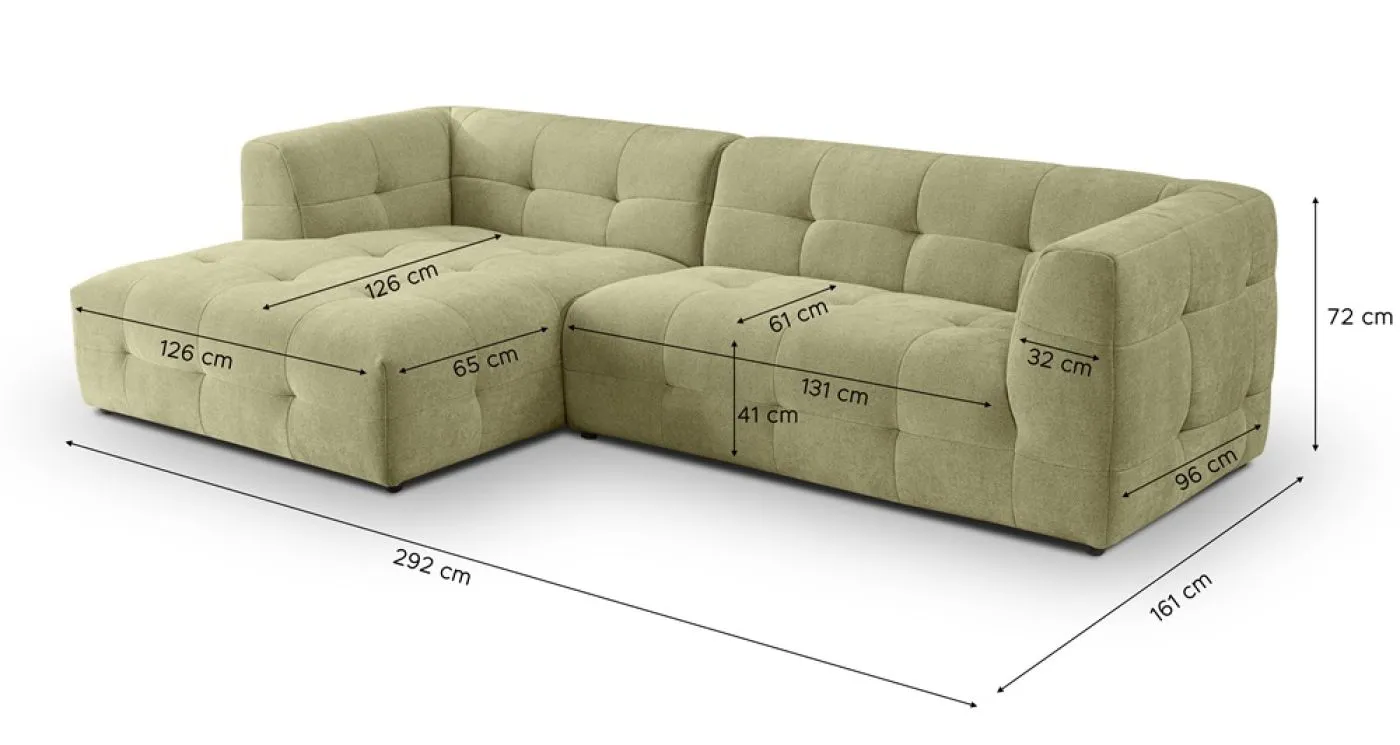 Ecksofa Polstersofa Tenso links | 292cm | Webstoff | grün